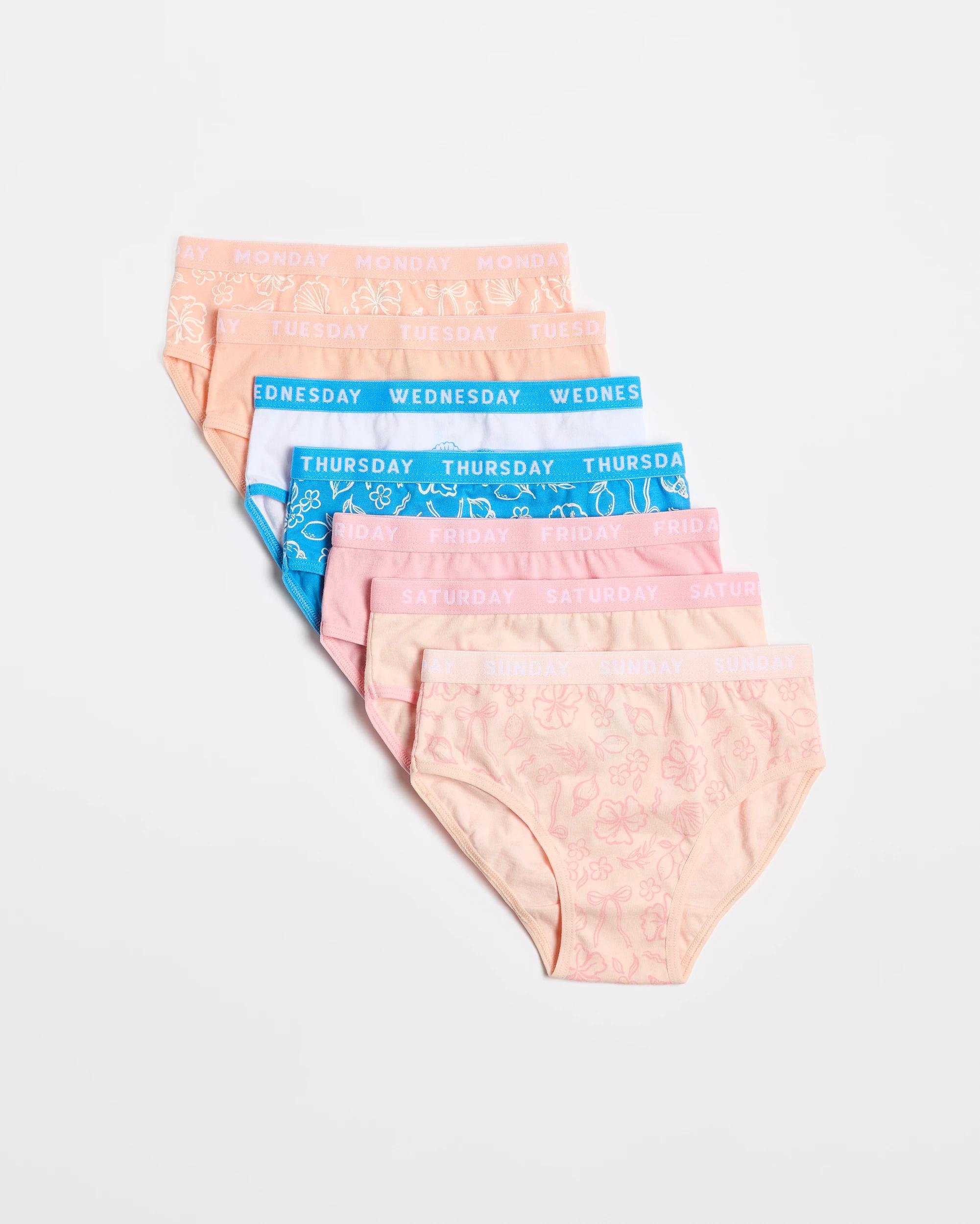 1 Australian Cotton Younger Girls Underwear Briefs 7 Pack - Maxx HIBISCUS, 1 of 1