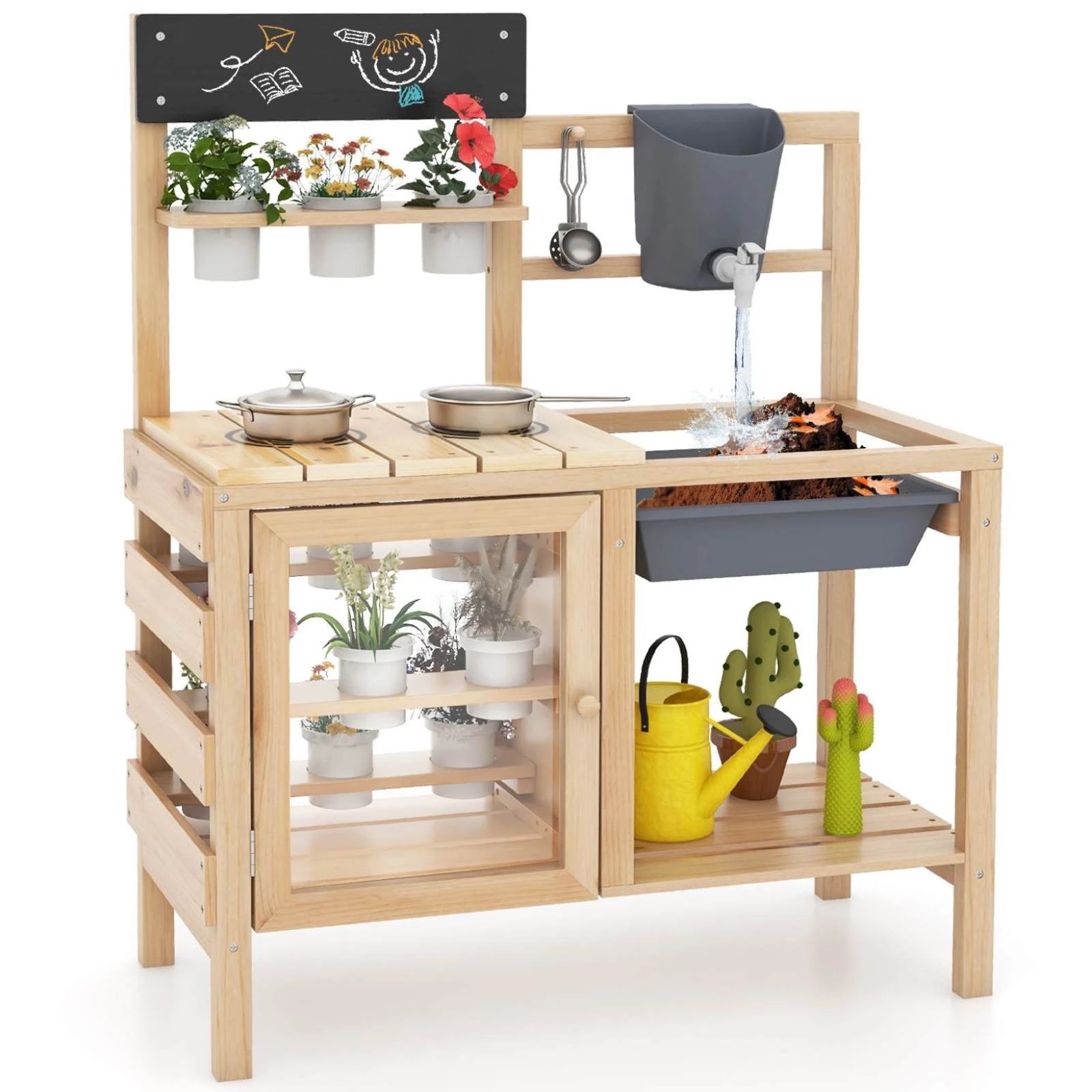 4 Costway Mud Kitchen Playset Pretend Play Cooking Toy, 4 of 6