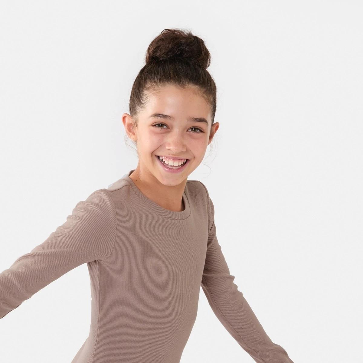 3 Long Sleeve Ribbed Knit Dress Wash Brn, 3 of 6