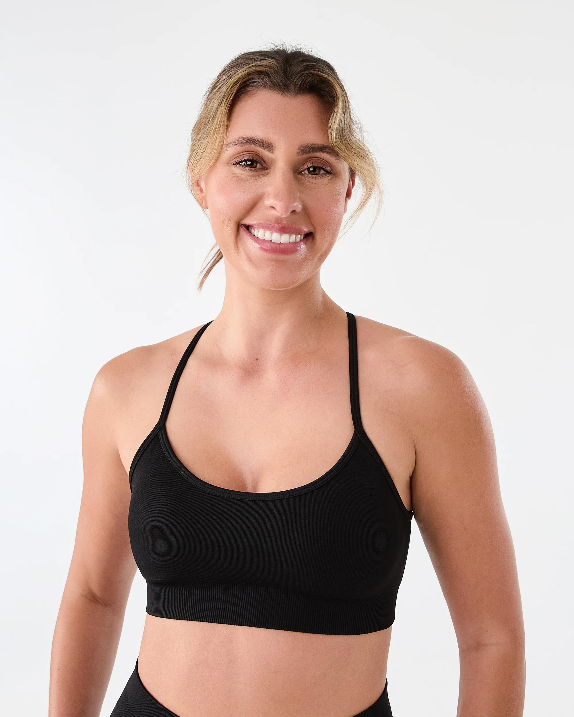 1 Active Womens Seamfree Scoop Crop Top Black, 1 of 7
