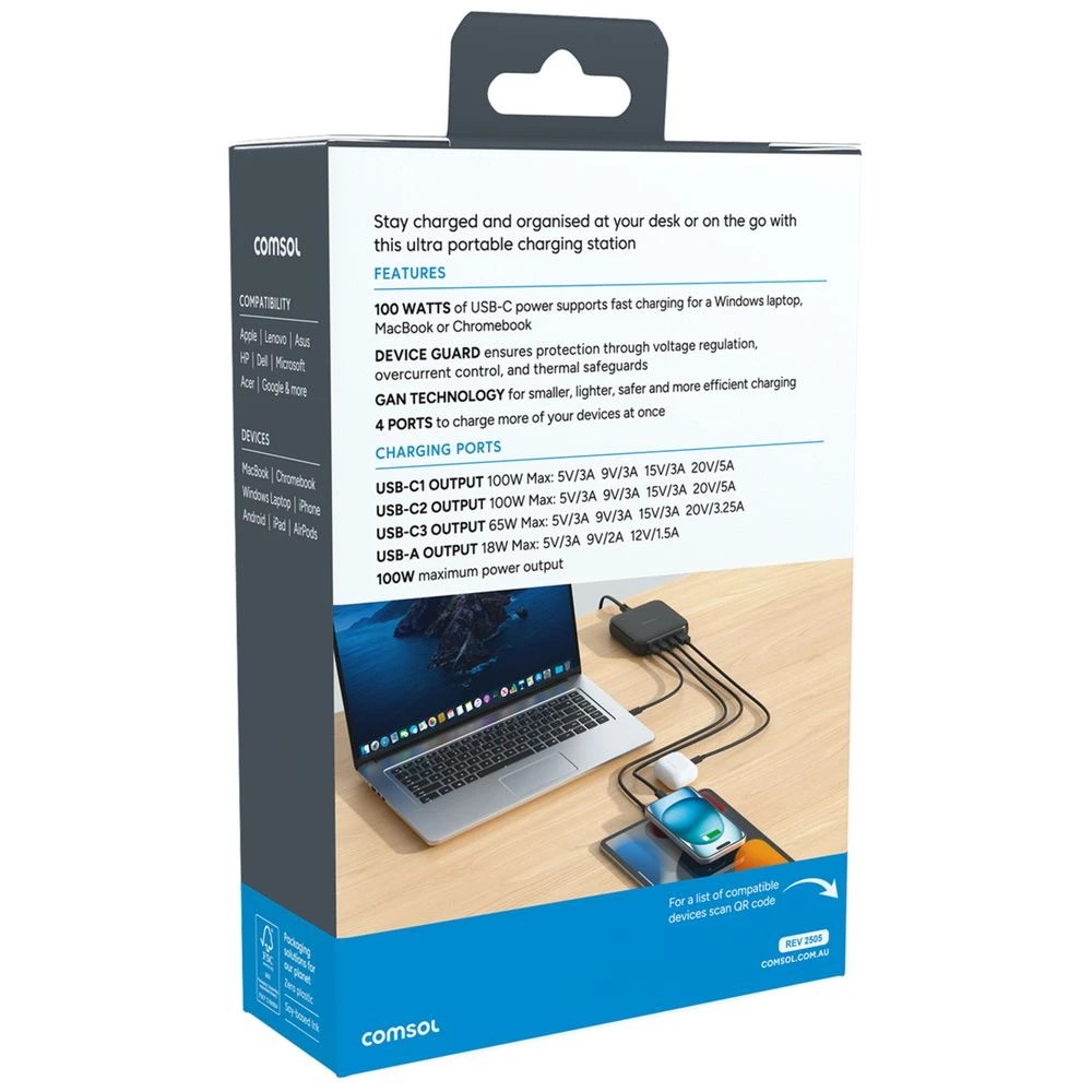 3 Comsol 100W 4 Port Desktop Charger, 3 of 5