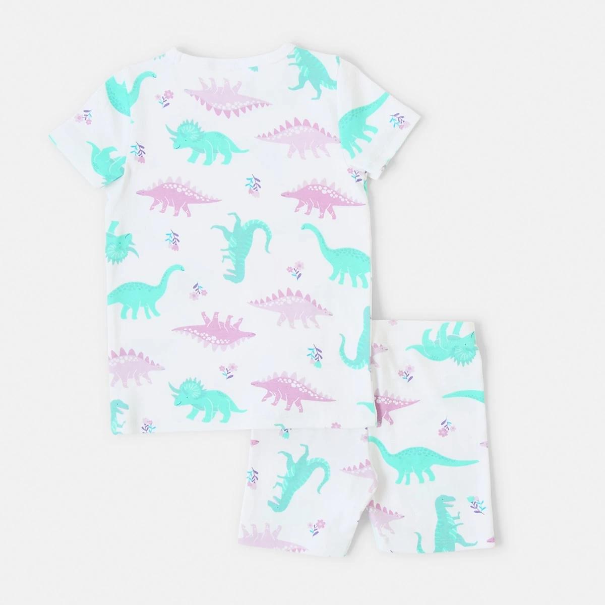 8 Short Sleeve Skinny Rib Knit Pyjama Set Whitedino, 8 of 10
