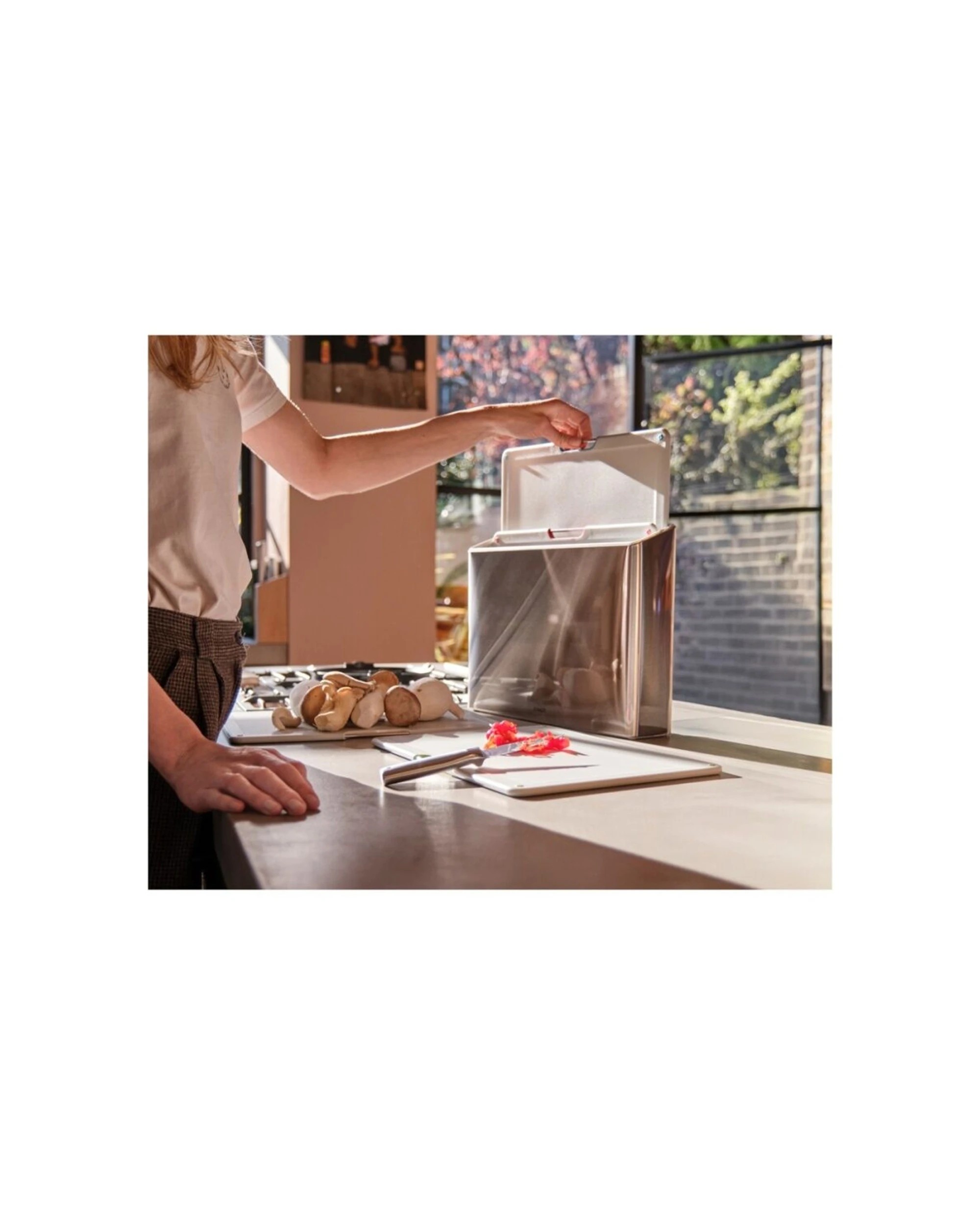 7 Joseph Joseph Folio 4pc Stainless Steel Chopping Board Set Organiser Stone - Natural, 7 of 7