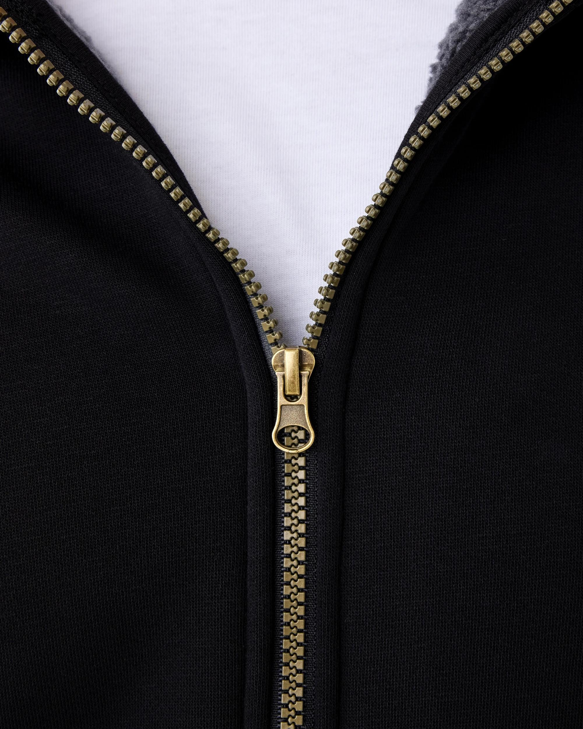 7 Sherpa Lined Zip Through Hoodie Black, 7 of 8