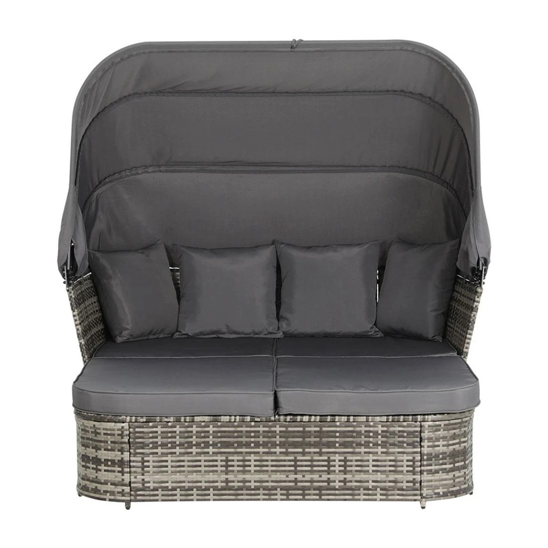 4 Gardeon Outdoor Sun Lounge Setting Patio Furniture Wicker Sofa Garden Day - Grey, 4 of 7