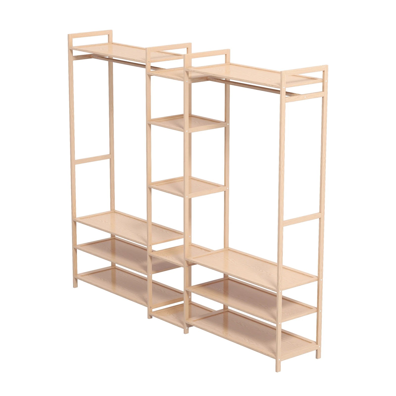 4 Milano Décor Multifunctional Bamboo Clothes Rack Storage Stand Organiser - Brown, 4 of 10