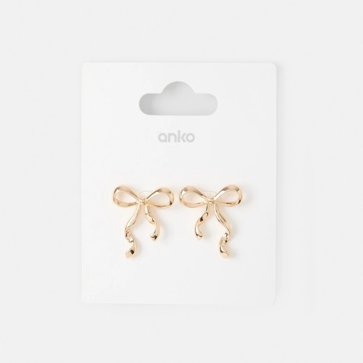 5 Bow Stud Earrings - Gold Tone Gold, 5 of 5