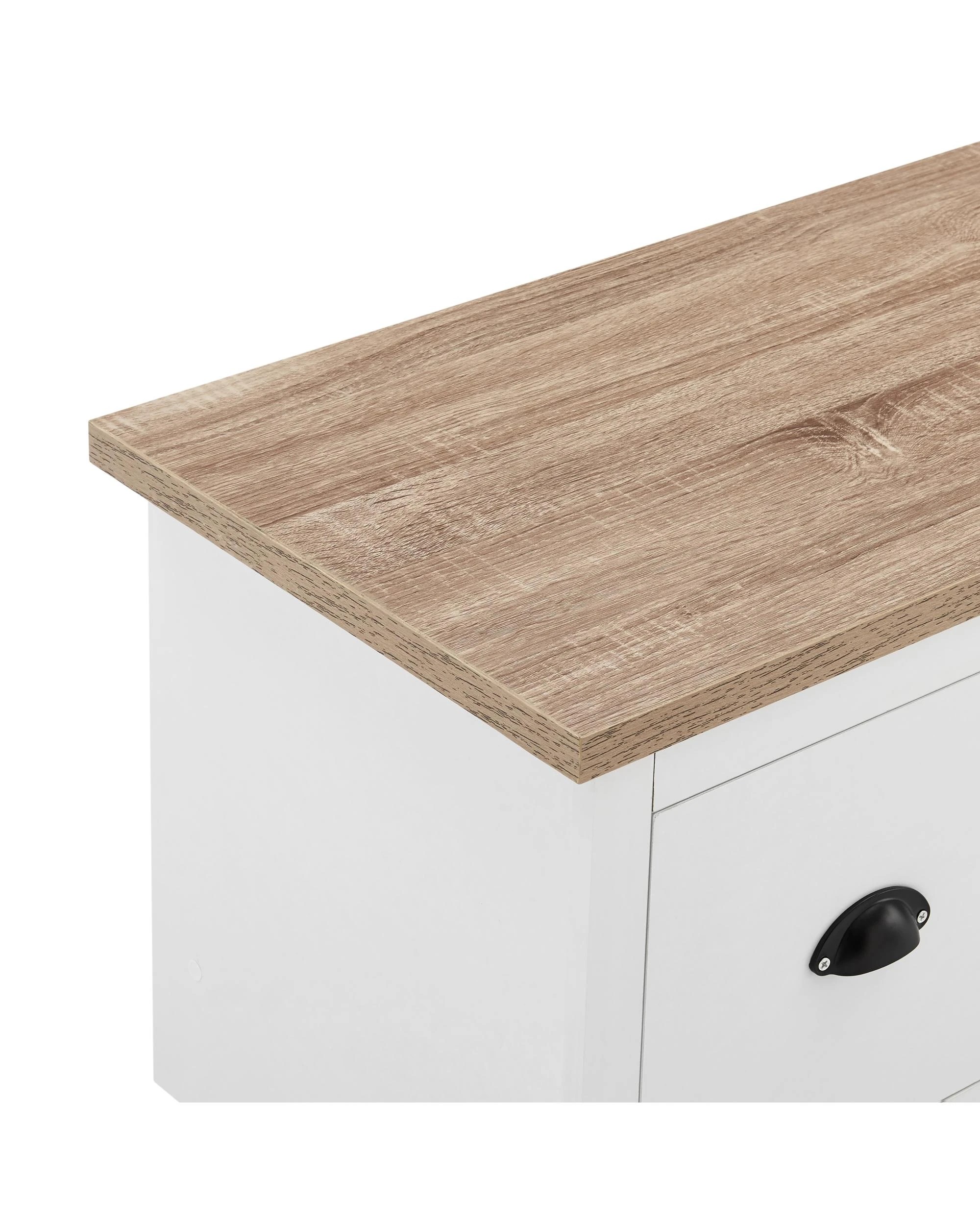 7 Kodu Entertainment Hamptons Unit TV Cabinet TV Stand 120cm 2 Drawers White and Oak, 7 of 9