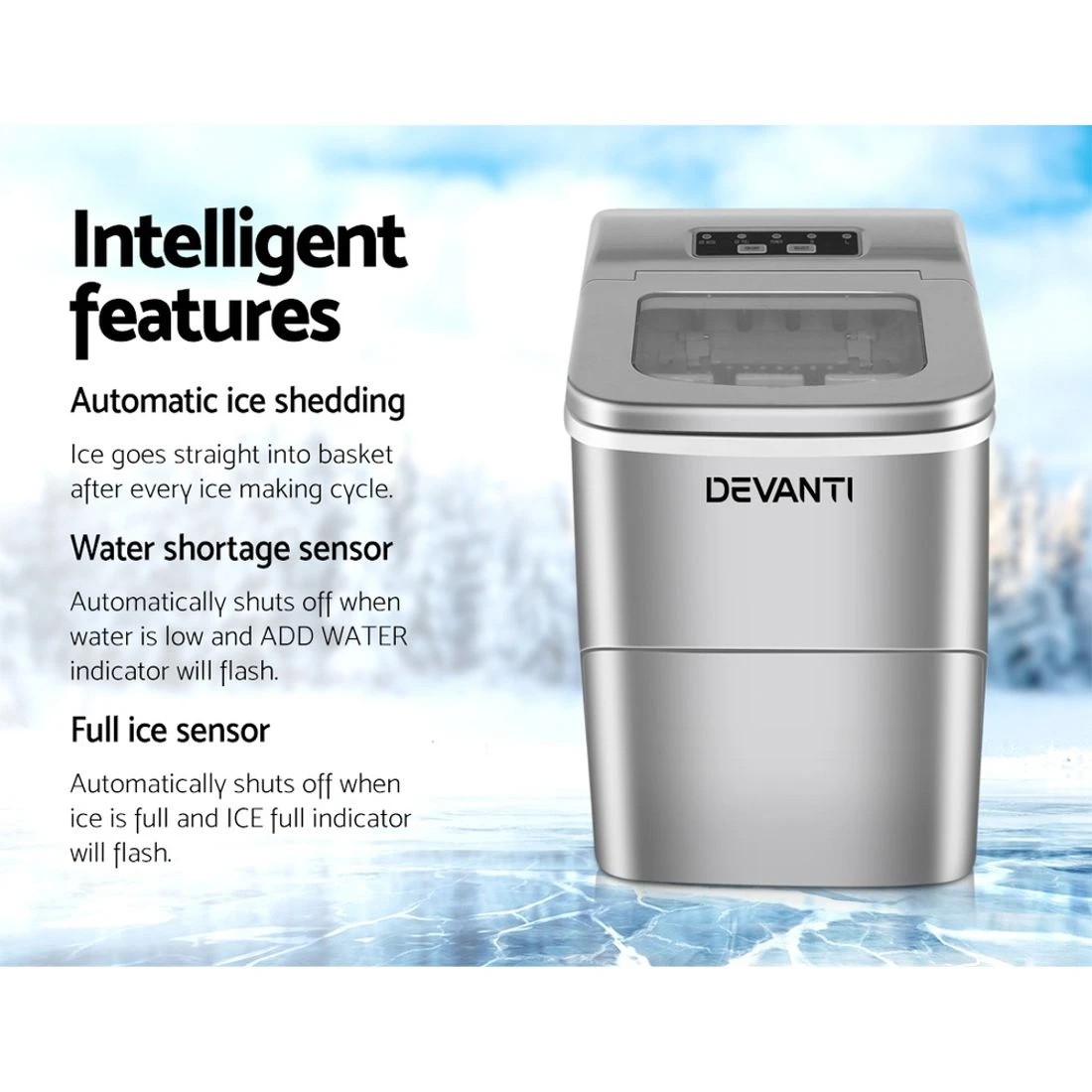 4 Devanti 12kg Ice Maker Machine - Silver, 4 of 8