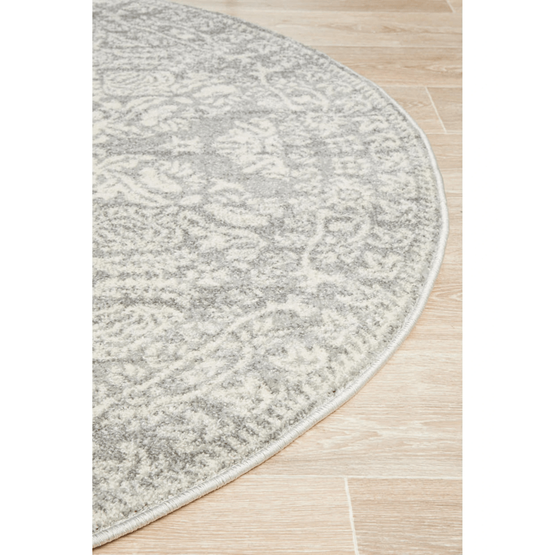 6 Rug Culture Mirage Gwyneth Transitional Silver Round Rug, 10mm Power-loomed Polypropylene, Made in Turkey - Silver, 6 of 9