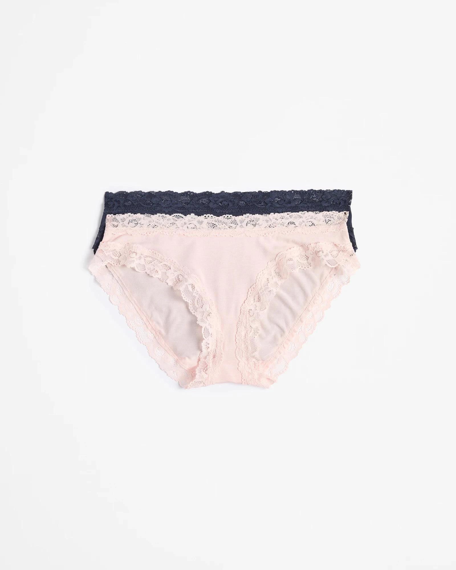1 Target Woman 2 Pack Modal and Lace Bikini Briefs GRAPHITE/POTPOURRI, 1 of 4