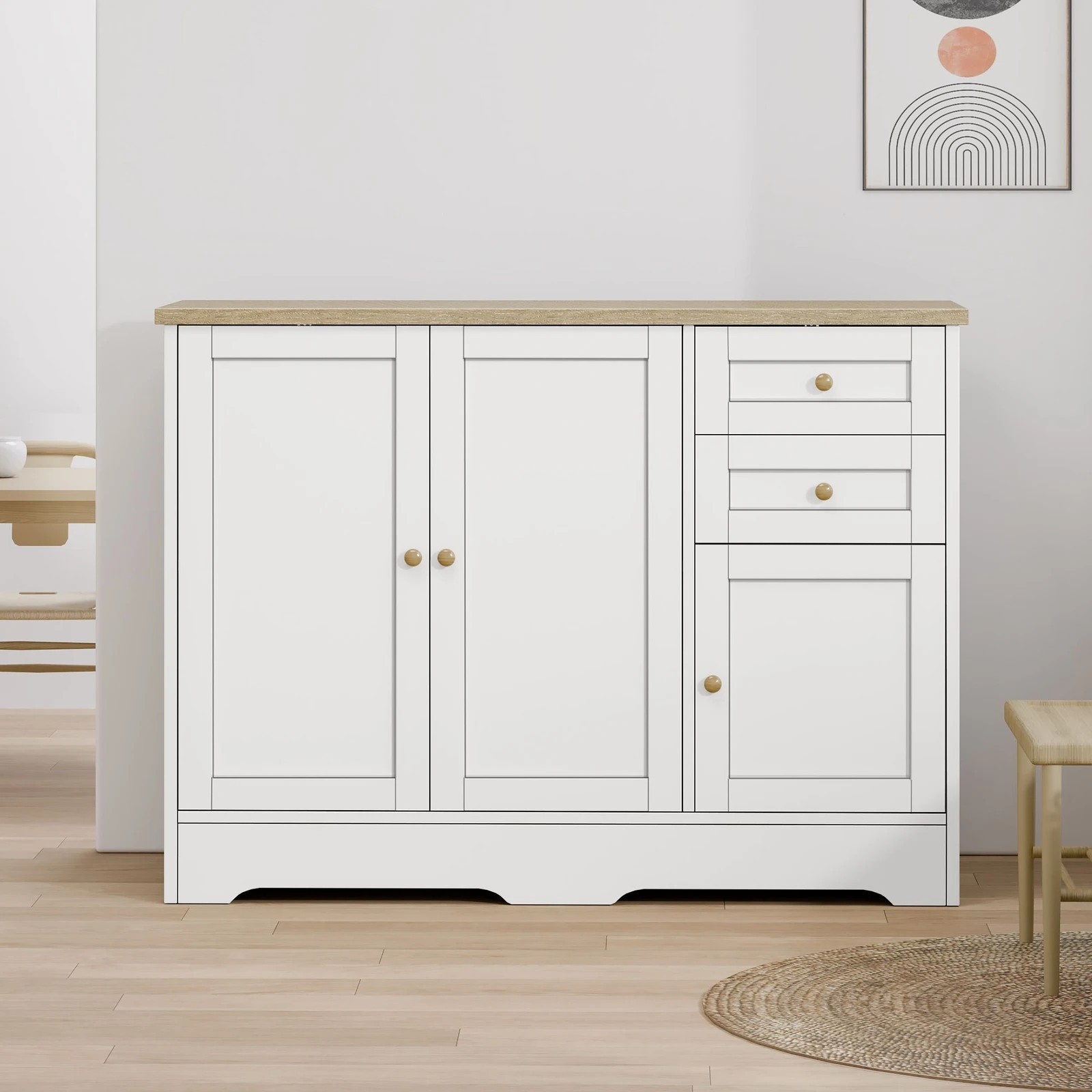 5 Alfordson Buffet Sideboard Cupboard Storage Cabinet Kitchen Hallway Doors White - White, 5 of 10