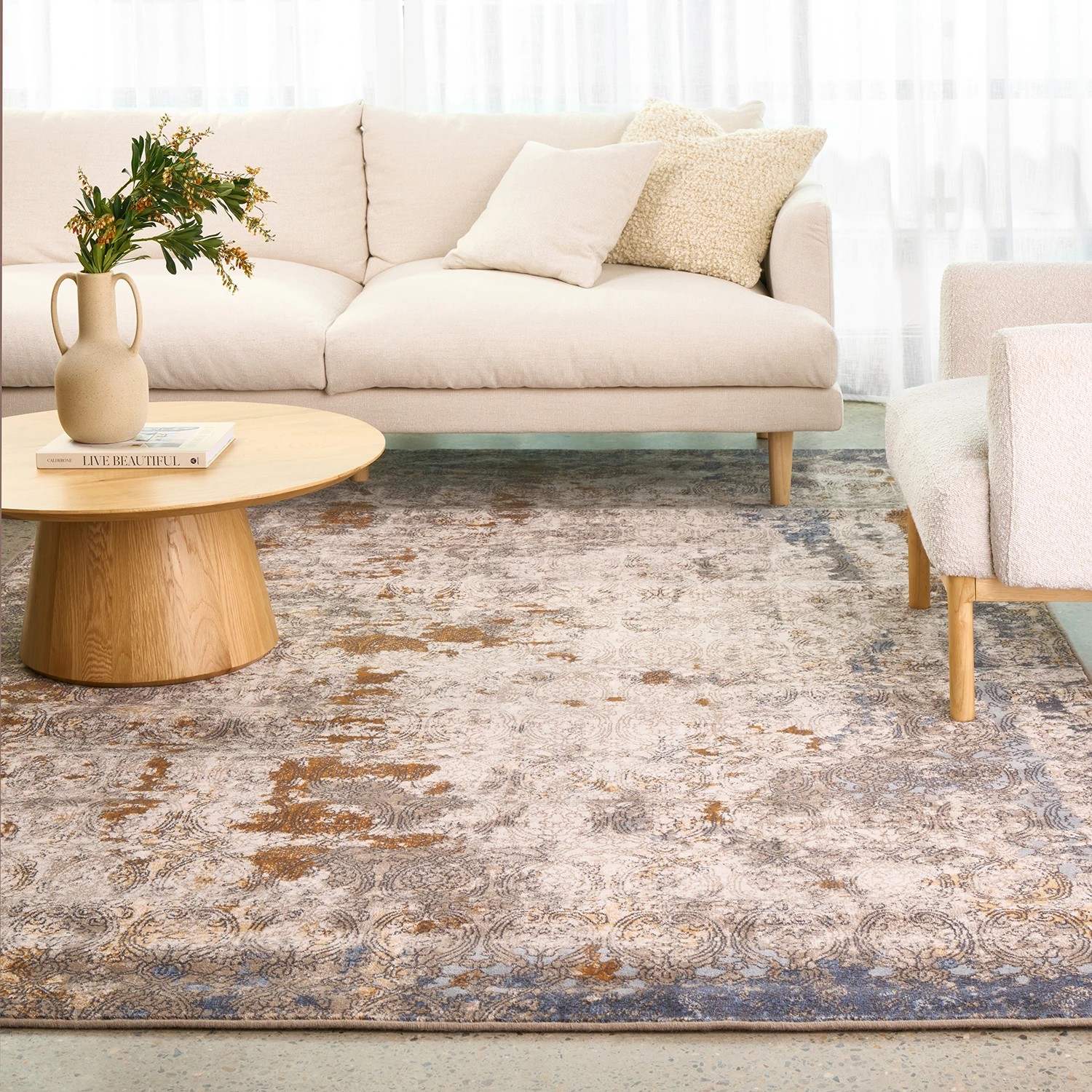 1 Common Ground Rugs Tempo Gayle 380x280cm - Extra Large Power Loomed Wool Floor Rug - Beige, 1 of 9