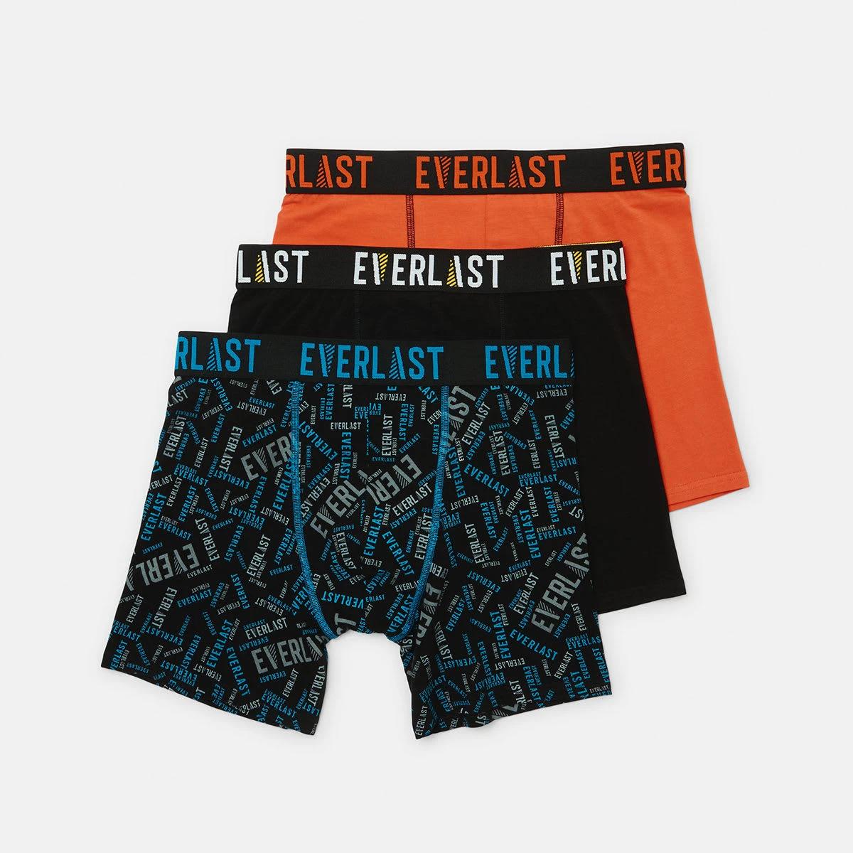 1 3 Pack Everlast Mens Mid Length Trunks Print Logo, 1 of 7