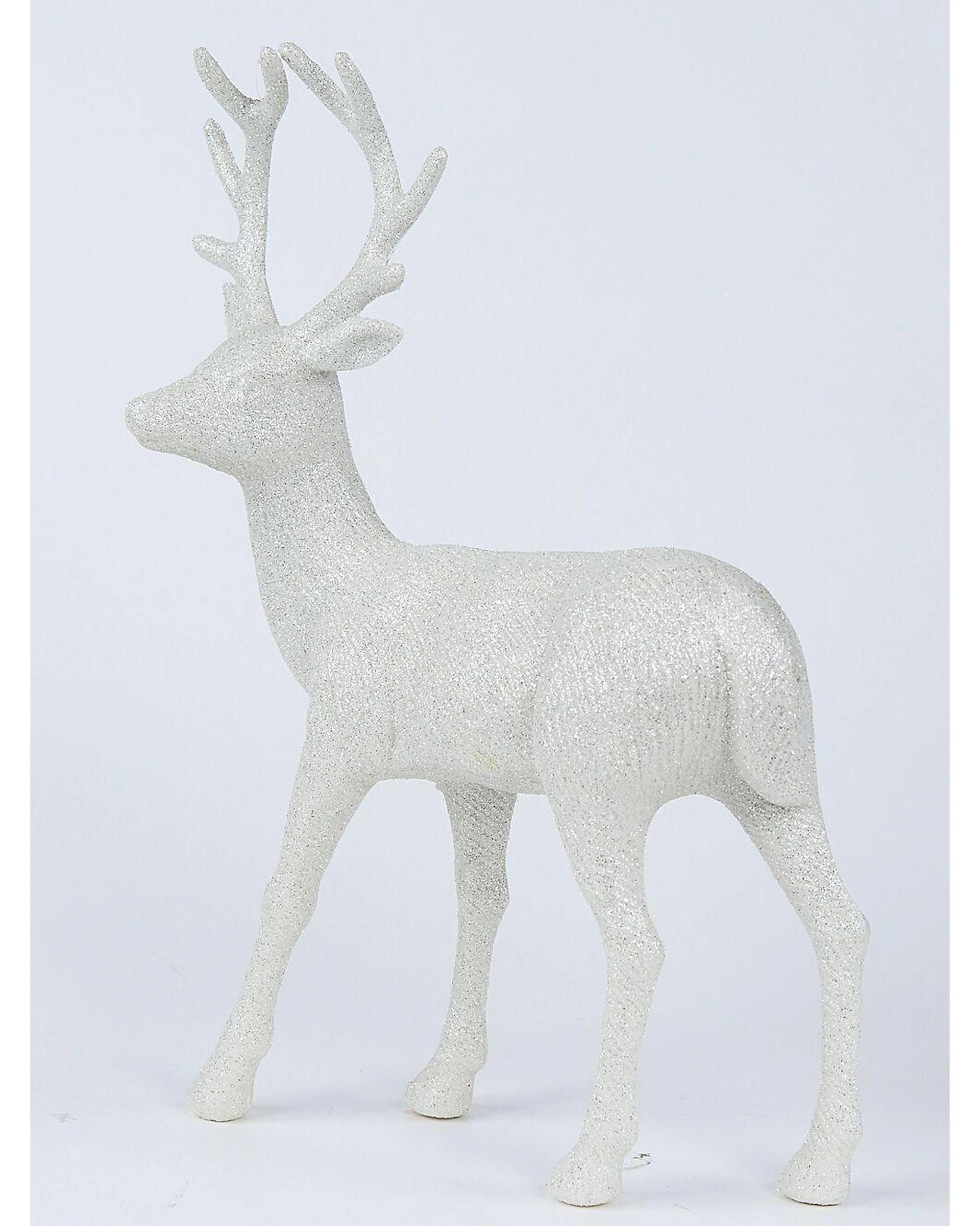 Christmas Warehouse 32cm White & Silver Glitter Standing Reindeer ...
