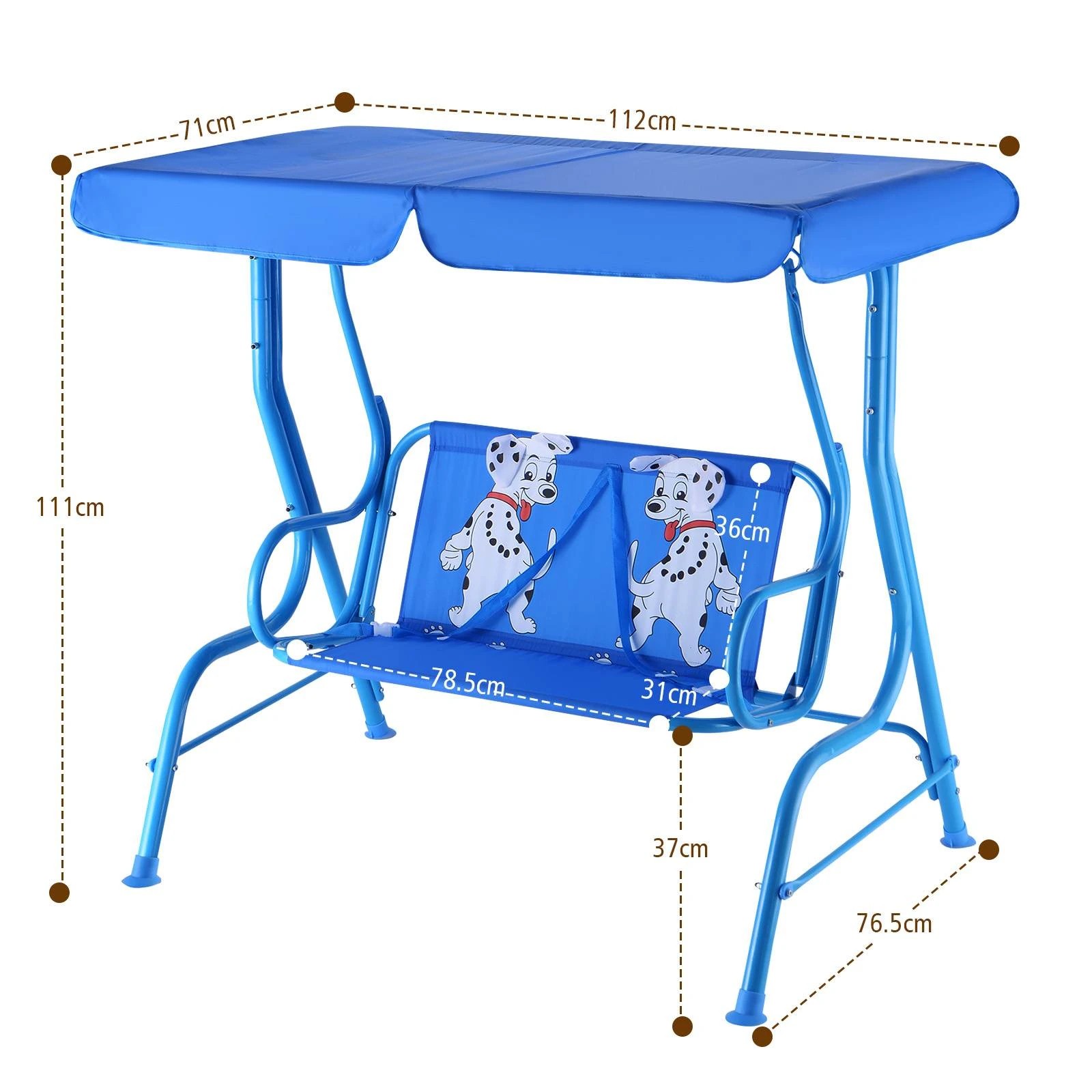 1 Costway 2-Seater Swing Chair Hanging Swing Bench Puppy Pattern, 1 of 1