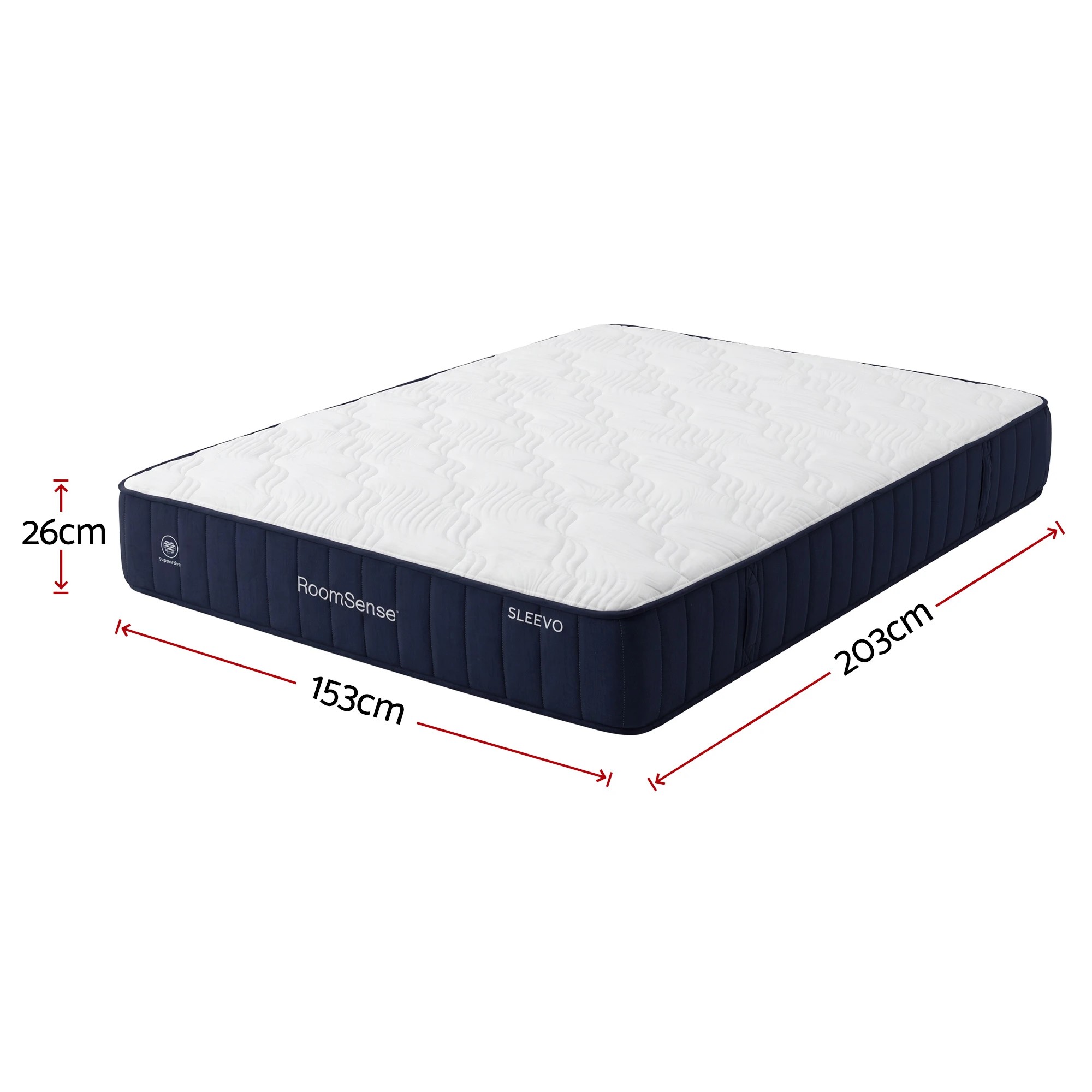 4 RoomSense 26cm Firm Mattress Bundle with Oatmeal Wooden Bed Frame - Queen Bed - Brown, 4 of 9