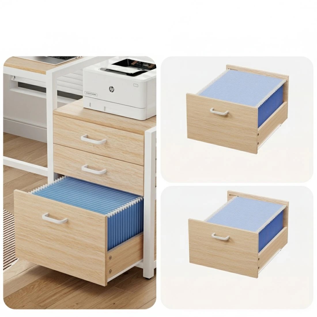 5 Artiss Computer Desk Home Office Study Table Desks w/Drawers Open Shelf Oak 160CM - Brown, 5 of 6