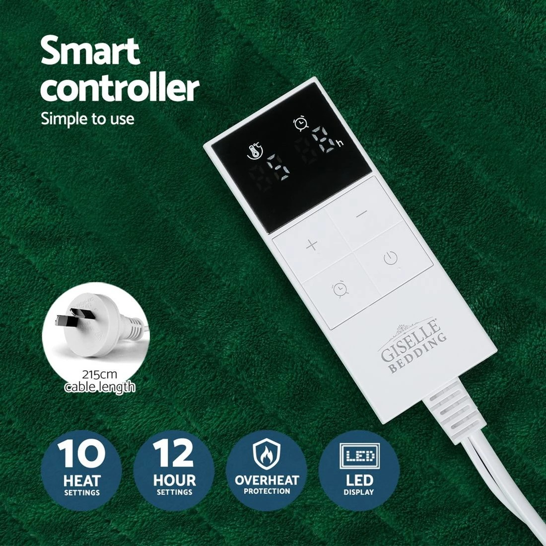 6 Giselle Electric Throw Rug Heated Blanket Double Sided Green - Green, 6 of 7