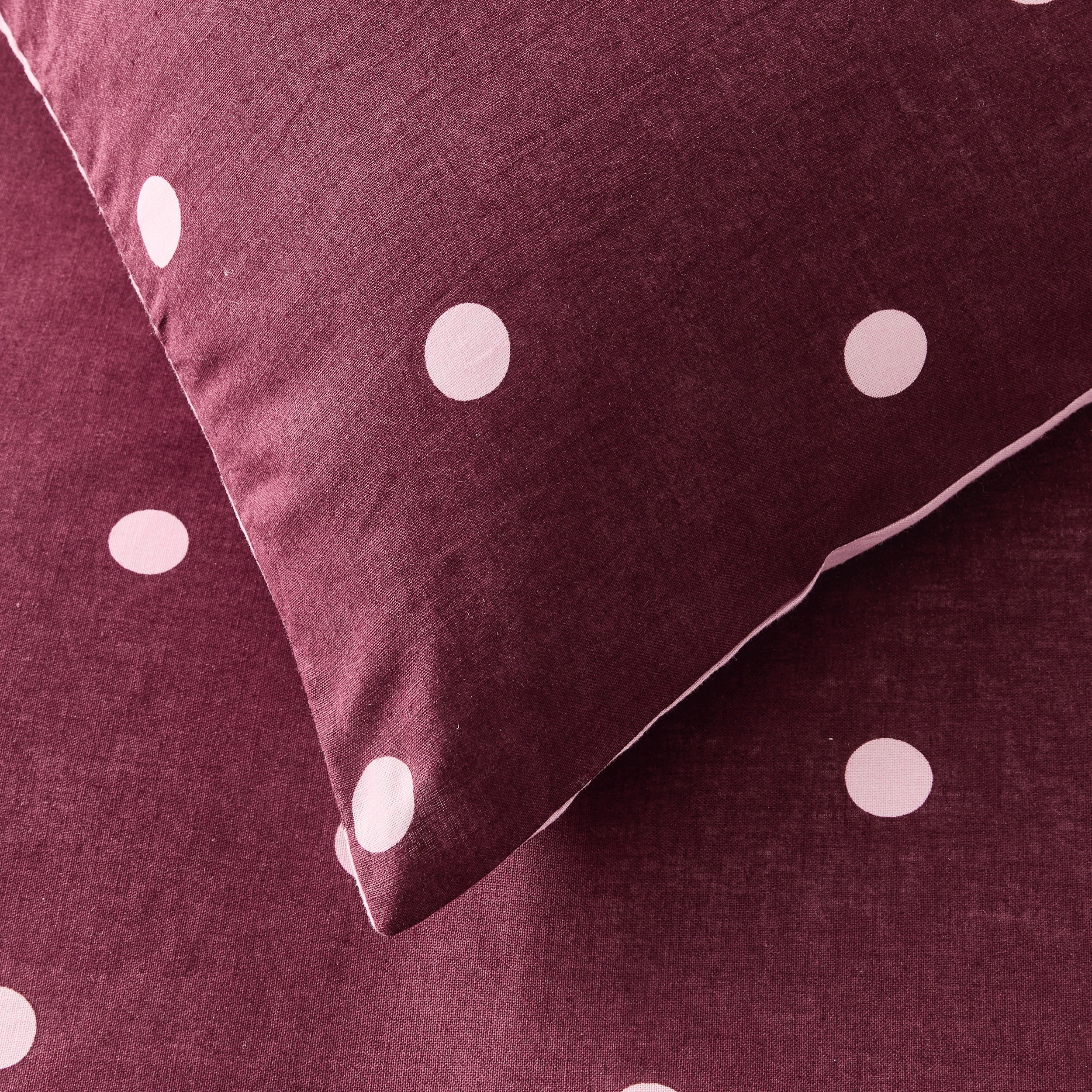 4 Polka Dot Linen Cotton Reversible Quilt Cover Set - Super King Bed, Fig and Pink, 4 of 8