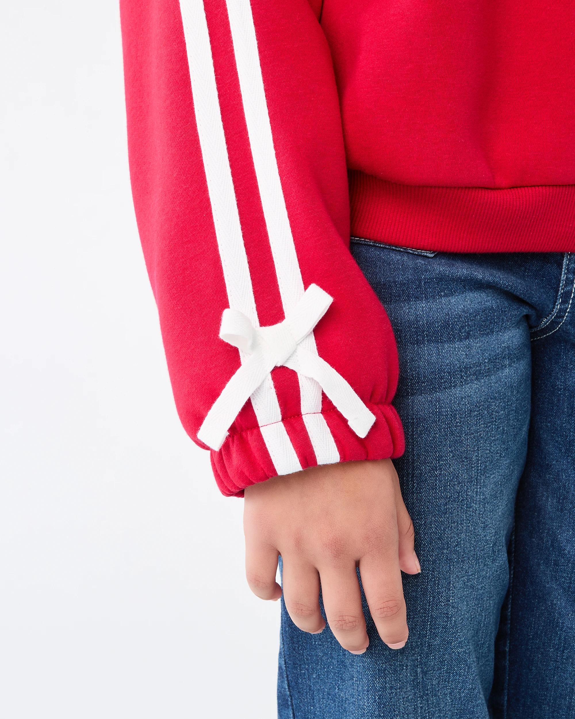 6 Oversized Side Stripe Crew Neck Sweatshirt Red Heart, 6 of 8