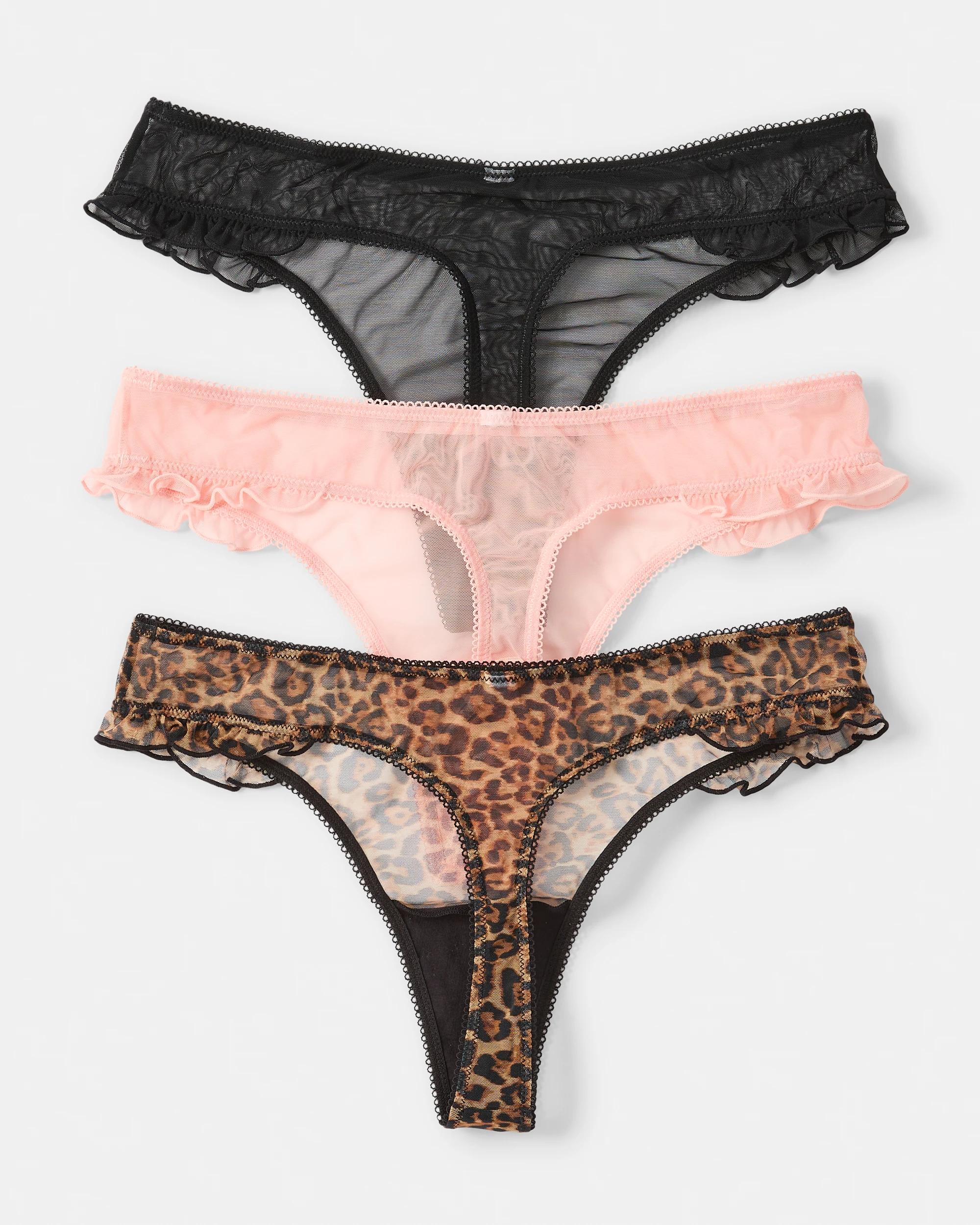 2 3 Pack Mesh G-String Briefs Leopard, 2 of 10