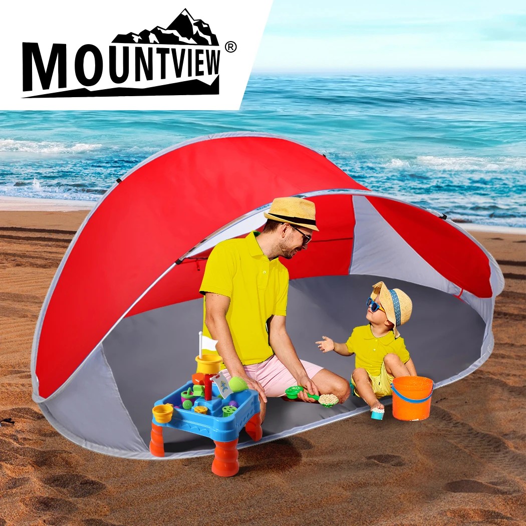 7 Mountview 4 Person Family Size Pop Up Camping Tent Beach Shelter In Colour - Red, 7 of 9