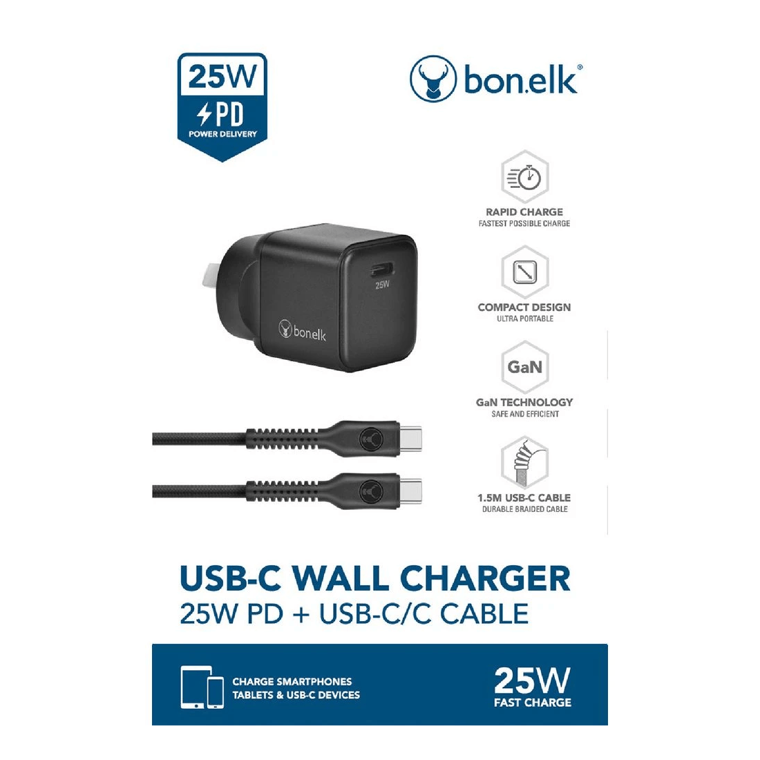 7 Bonelk Wall Charger USB-C 25w and Cable Black, 7 of 7