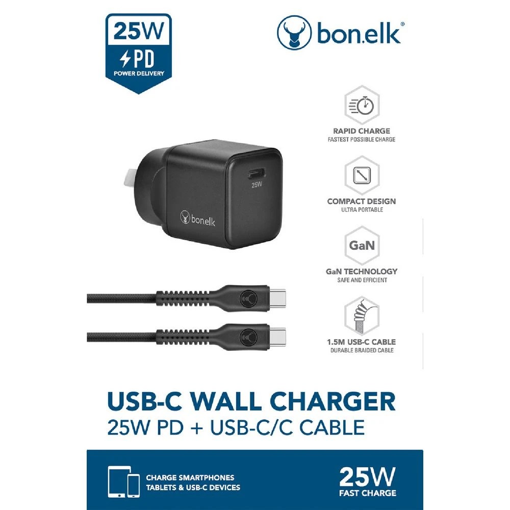 7 Bonelk Wall Charger USB-C 25w and Cable Black, 7 of 7
