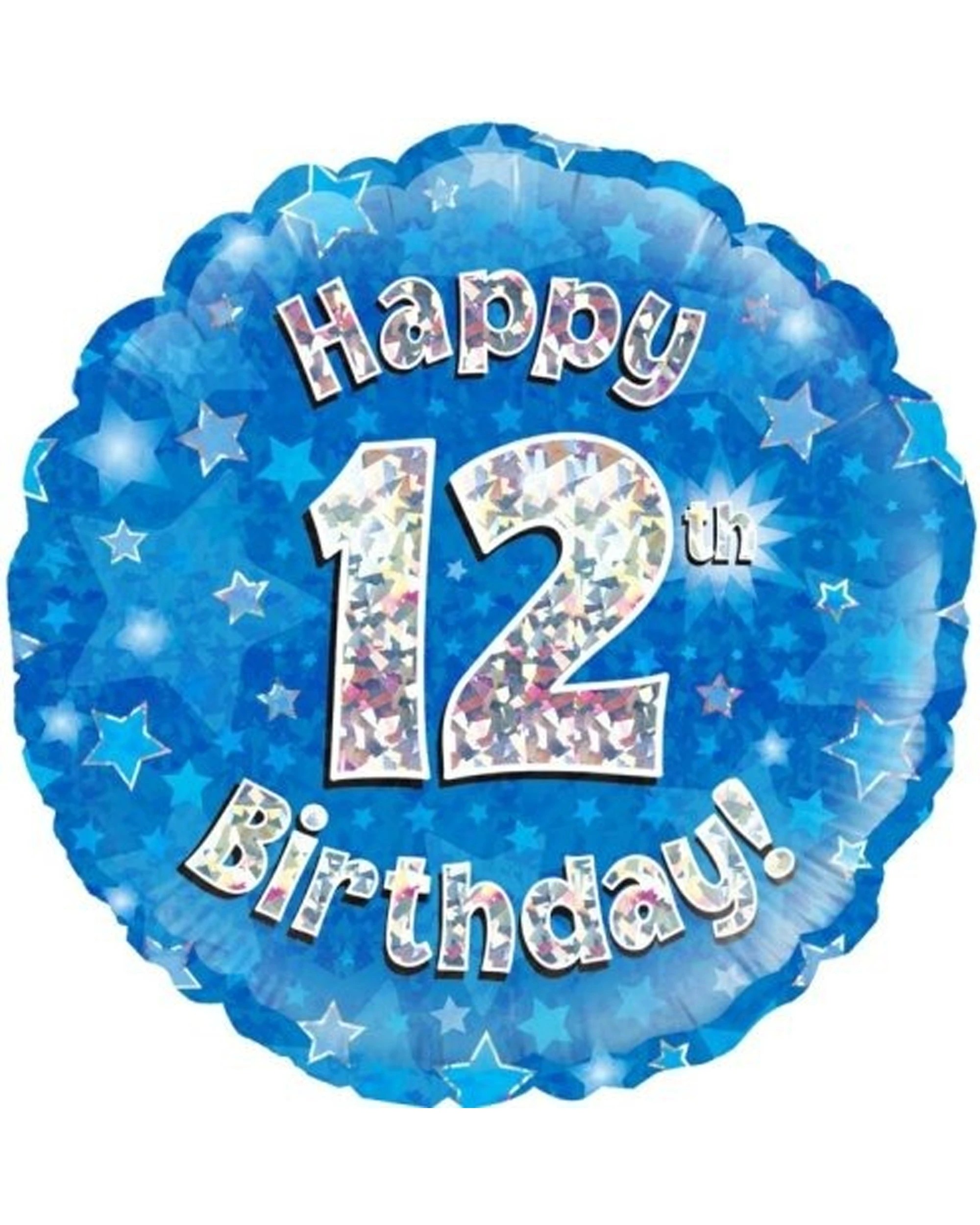 1 Alpen Foil Balloon Holo 12th Happy Birthday Party Decoration 45cm - Blue, 1 of 1