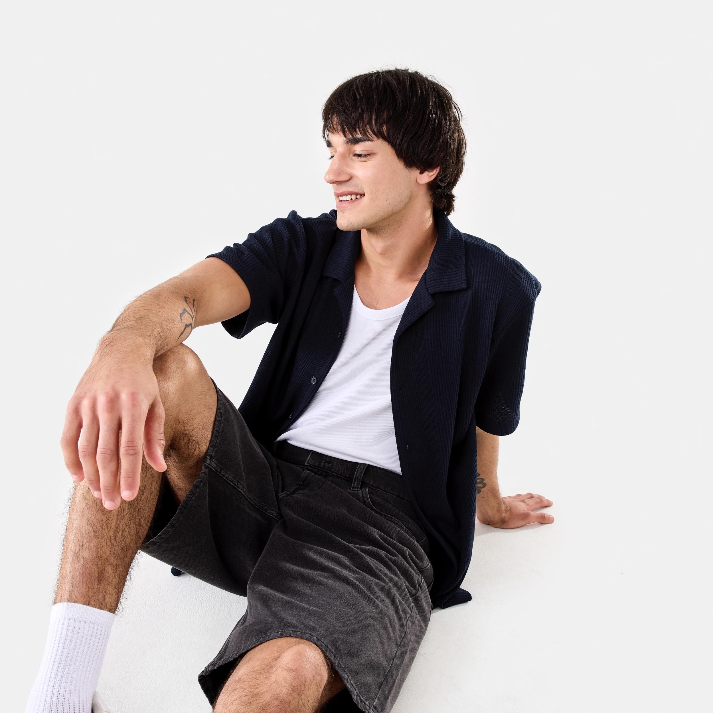 10 Short Sleeve Textured Knit Shirt SKY CAPTAIN, 10 of 10