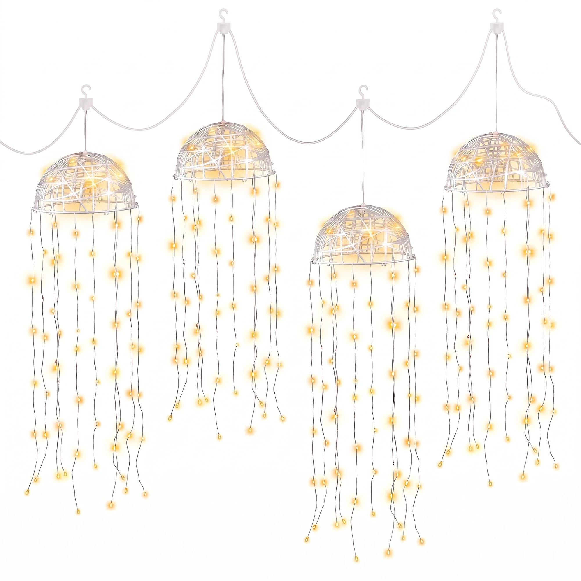 1 Jingle Jollys Christmas Lights Solar Jellyfish 4Pcs Garden Decorative Warm - White, 1 of 8