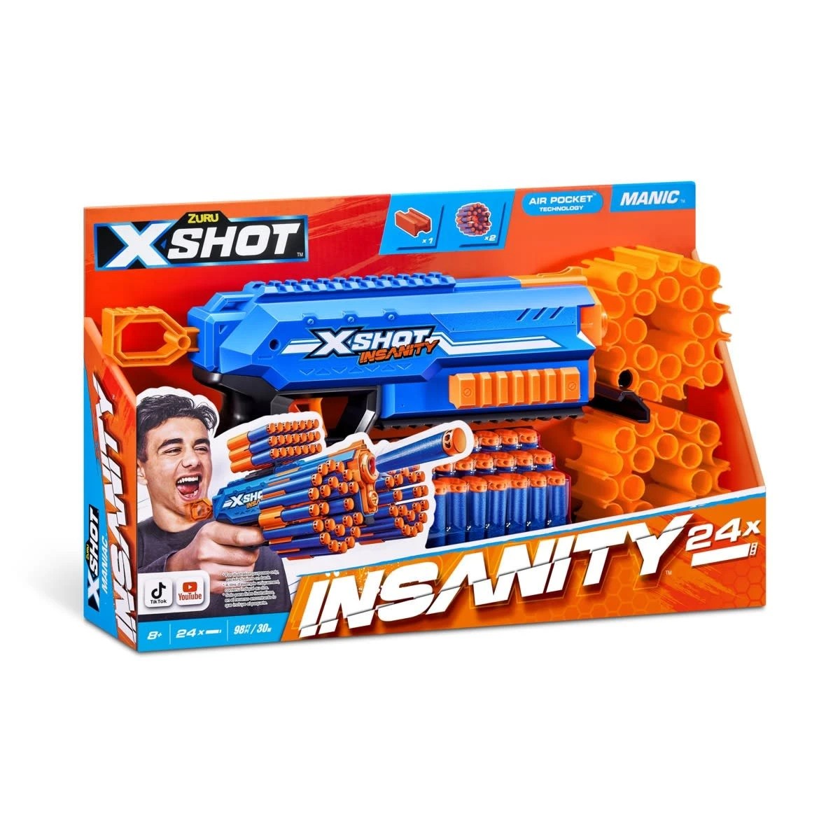 6 Zuru X-Shot Insanity Manic Blaster 24 Darts, 6 of 10