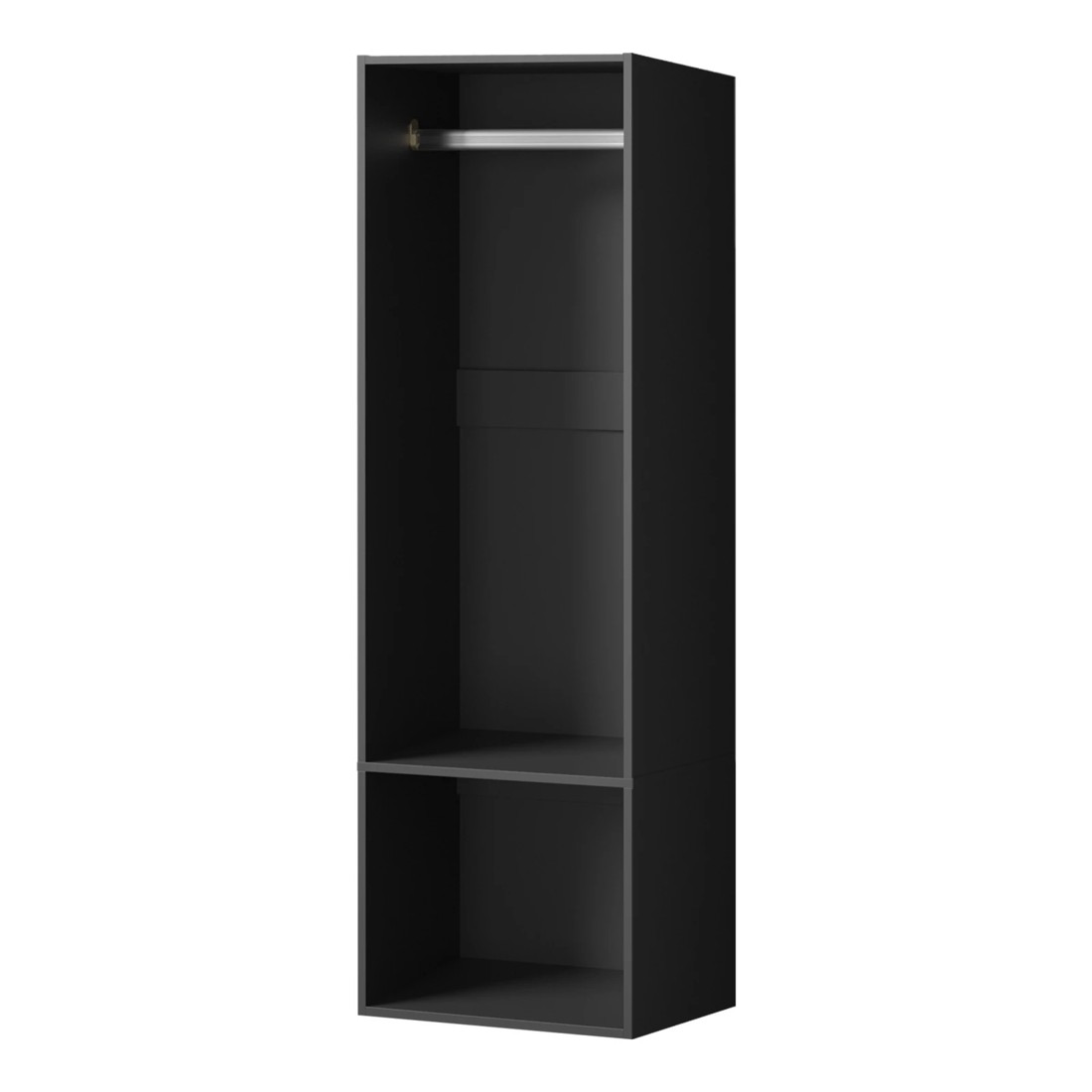 1 Oikiture Open Wardrobe Shelf Unit Clothes Storage 2 Shelves Hanging Rail
 - Black, 1 of 10
