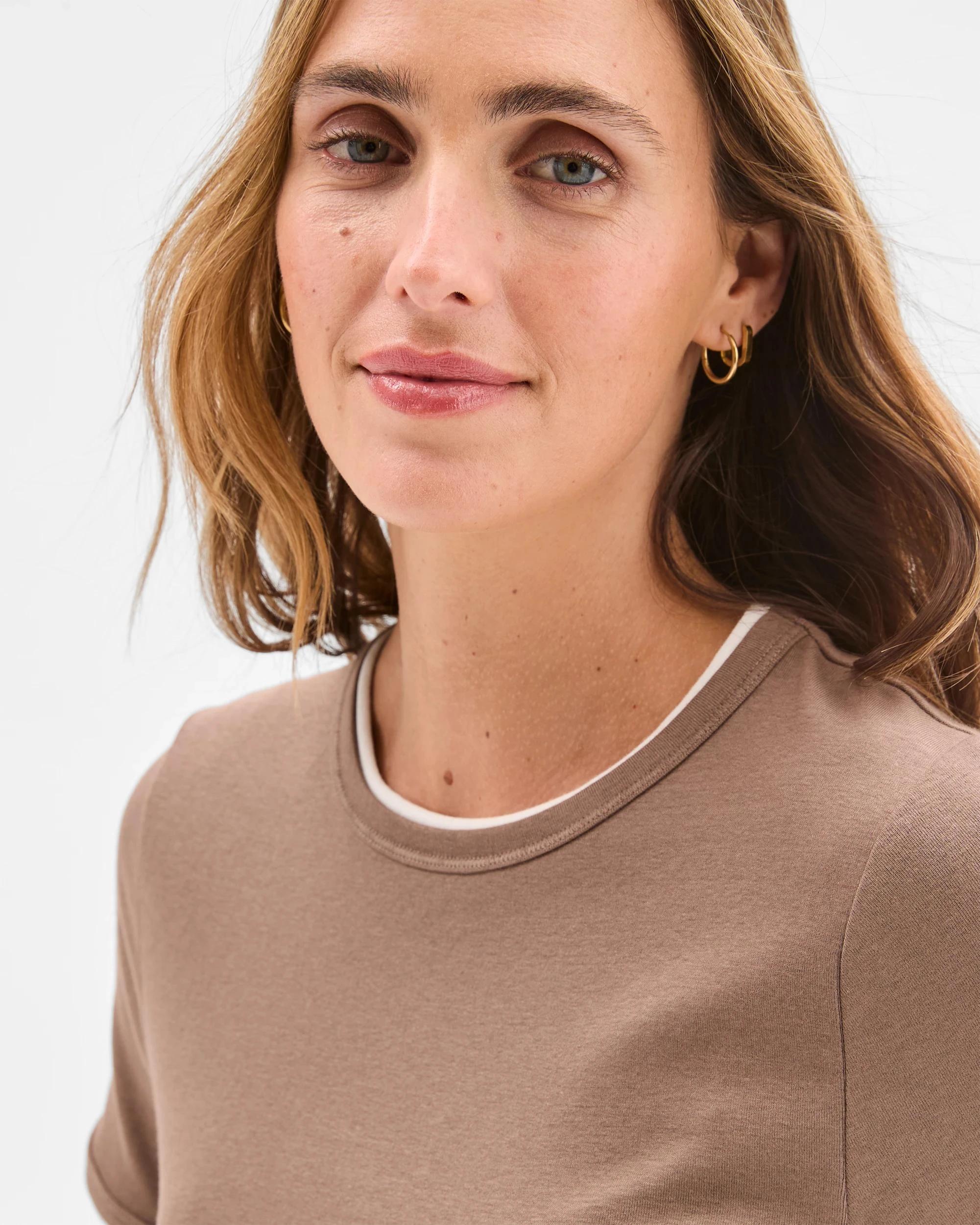 5 Target Australian Cotton Blend Tipped Edge T-Shirt TAUPE, 5 of 6