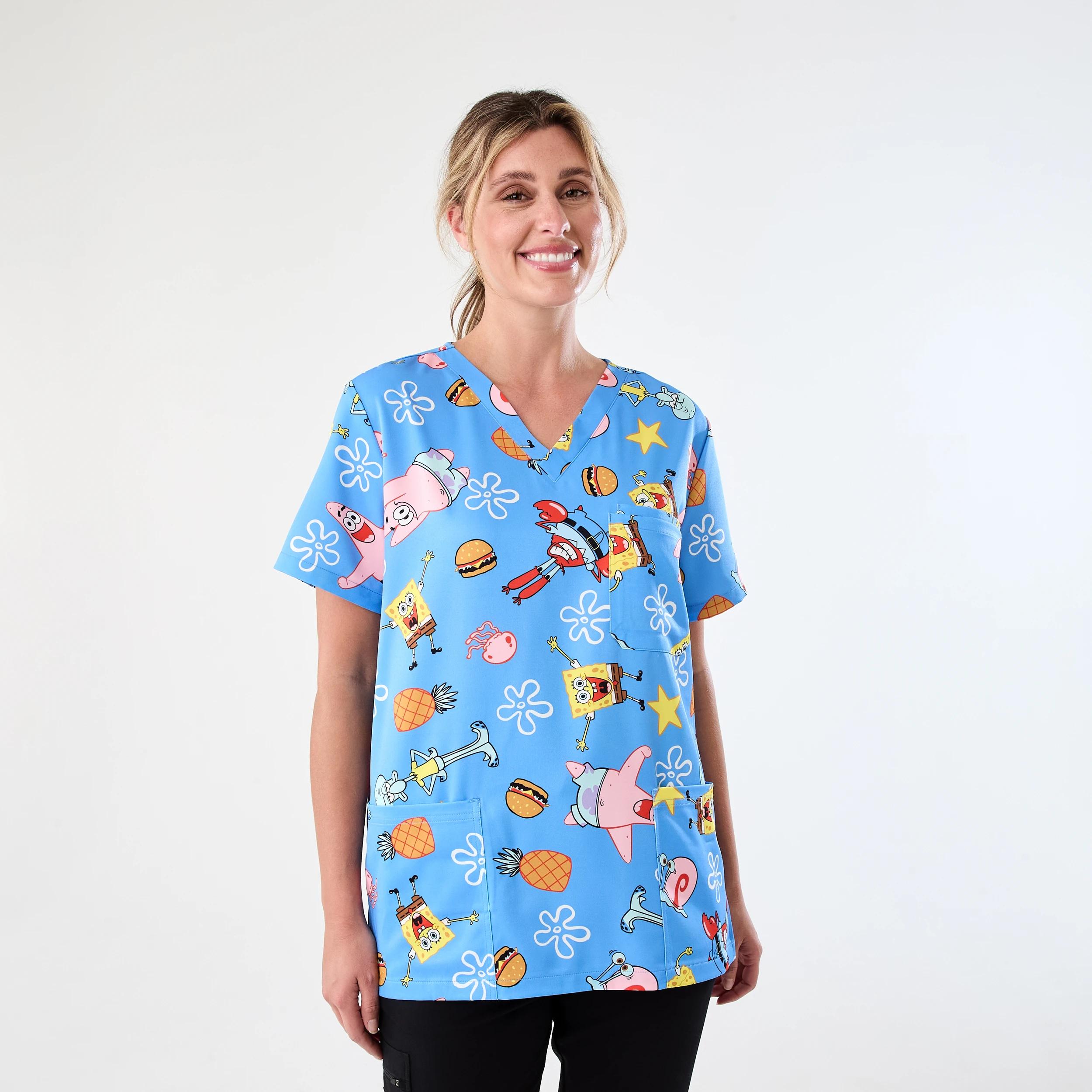 1 Workwear SpongeBob License Scrub Top Spongebob, 1 of 8