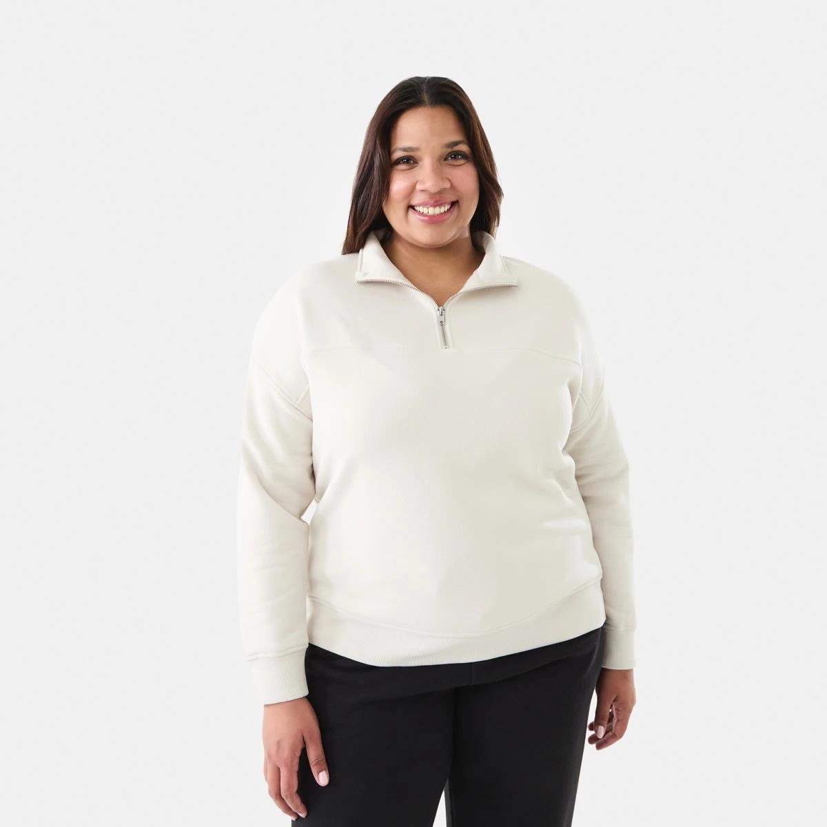 1 Curve Long Sleeve Seam Front Zip Sweatshirt Nat Beige, 1 of 5