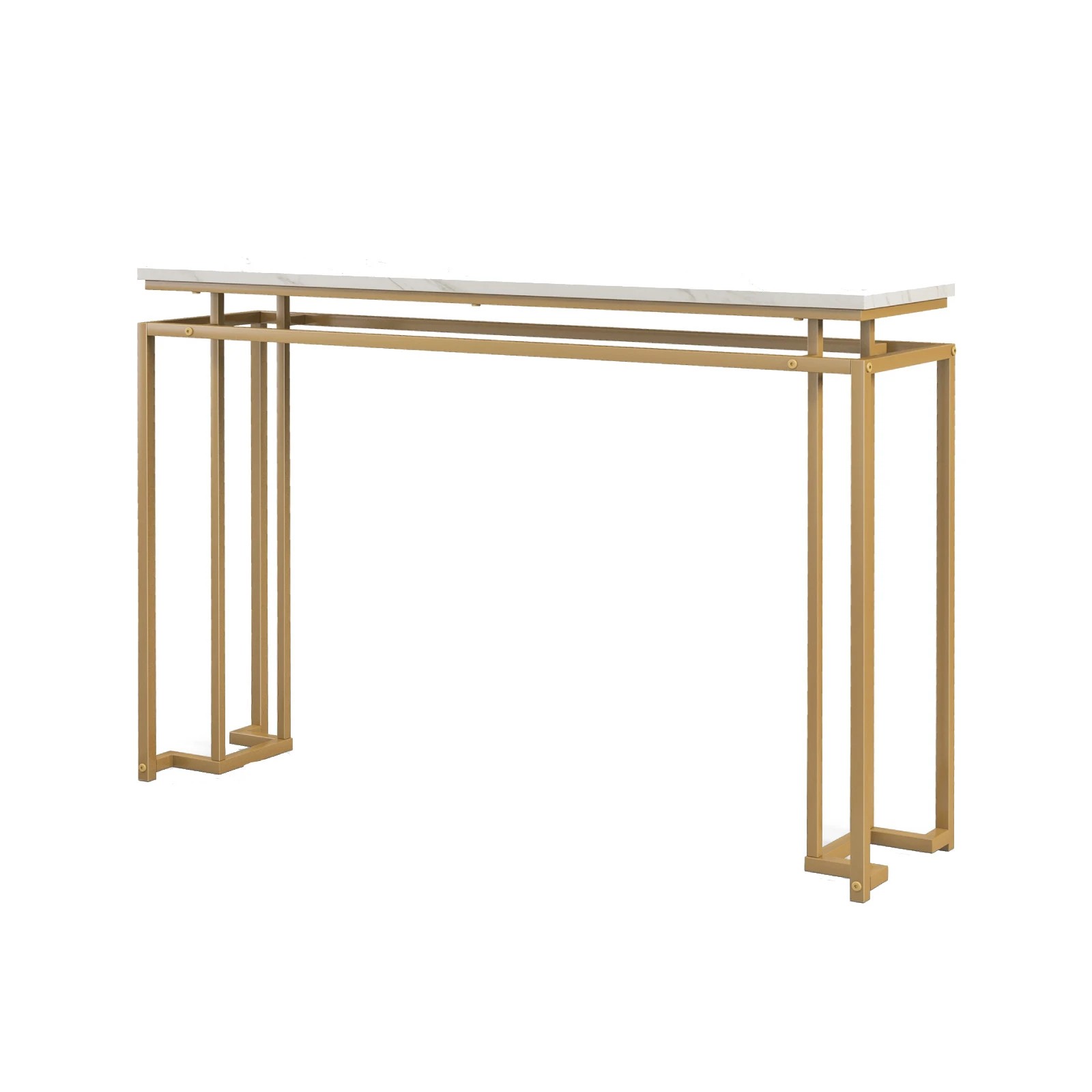 1 Costway Metal Frame Console Table Narrow Hallway Table Entryway Display Table Golde, 1 of 4