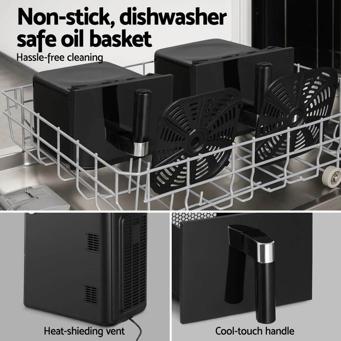 7 Devanti Air Fryer Oven 11L Dual Zone Fryers
 - black, 7 of 7