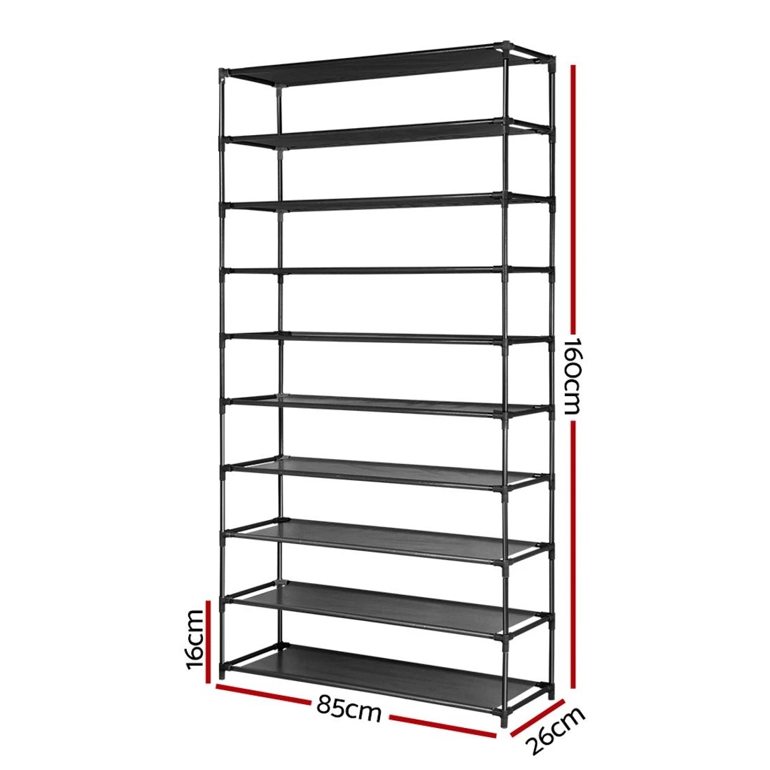 4 Artiss Shoe Rack Cabinet Stackable 50 Pairs 10-tier Entryway Storage Organizer Easy Clean Sturdy Space Saving - Black, 4 of 8