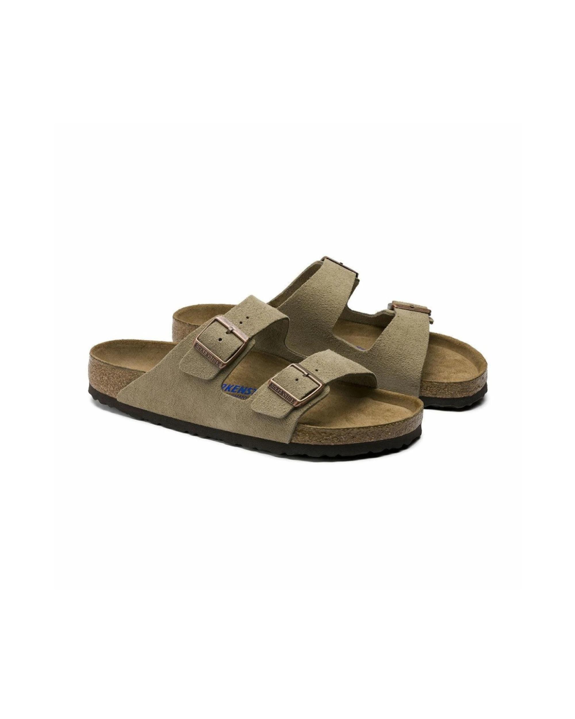 1 Birkenstock Arizona Suede Leather Soft Footbed Sandals Narrow TAUPE, 1 of 5