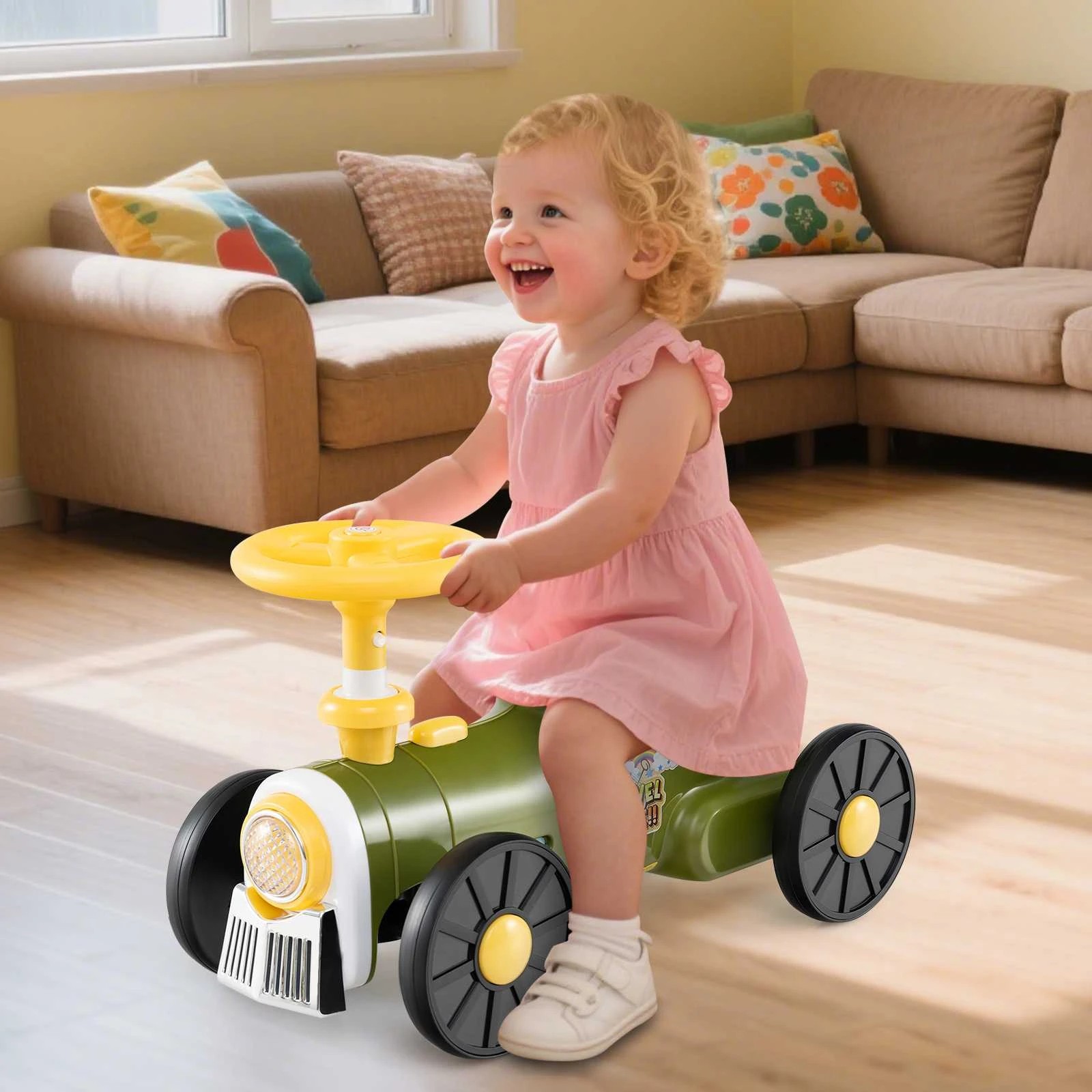 2 Costway Ride on Push Car Toy Foot to Floor Scooter - Green, 2 of 2