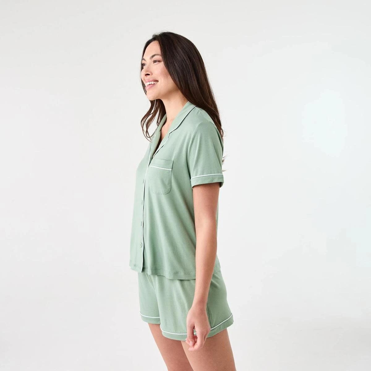 2 Short Sleeve Top and Shorts Comfort Pyjama Set ICEBERG GREEN, 2 of 8