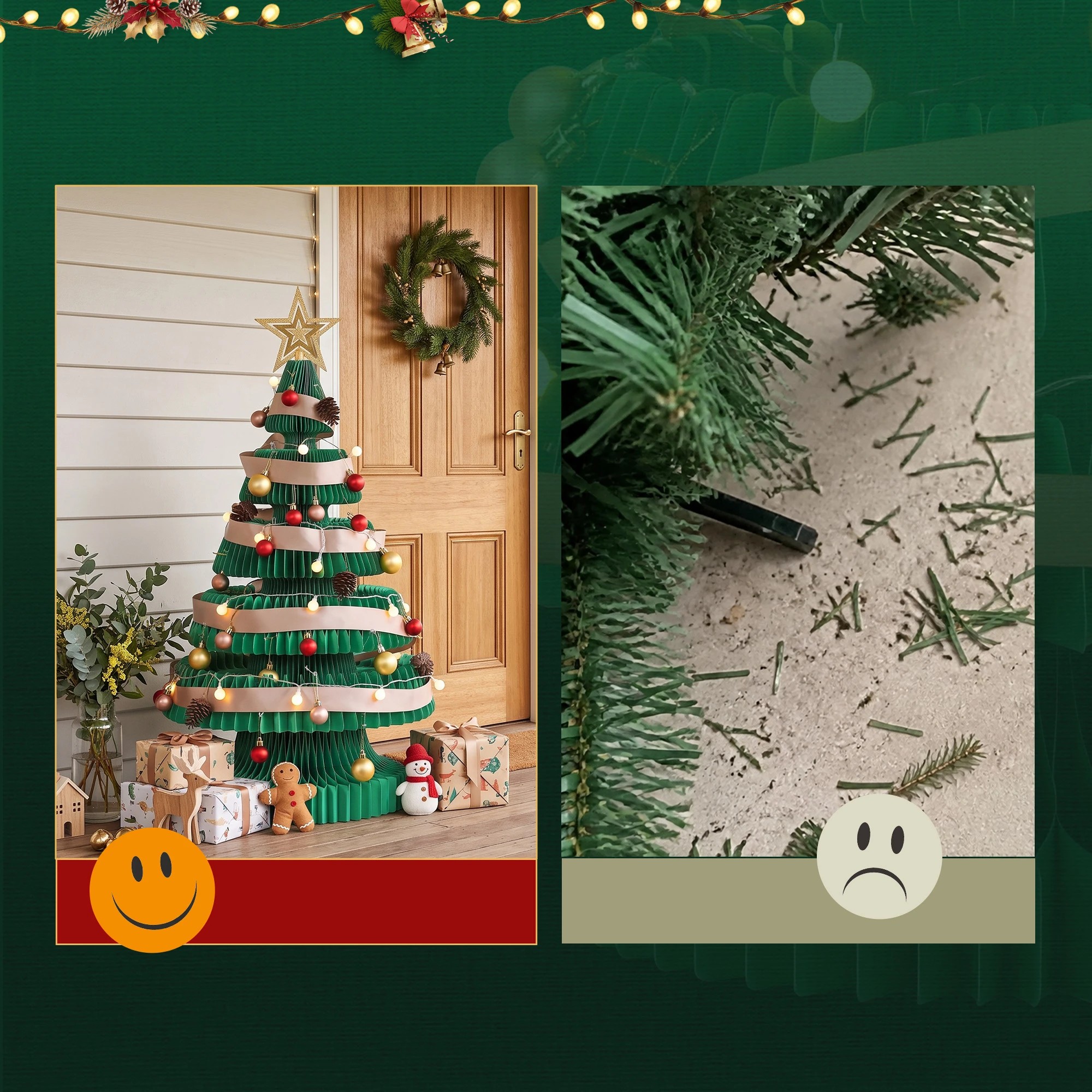 6 Jingle Jollys Paper Christmas Tree Foldable 87CM w/ Star Topper LEDs Xmas Decoration Kit - Green, 6 of 9