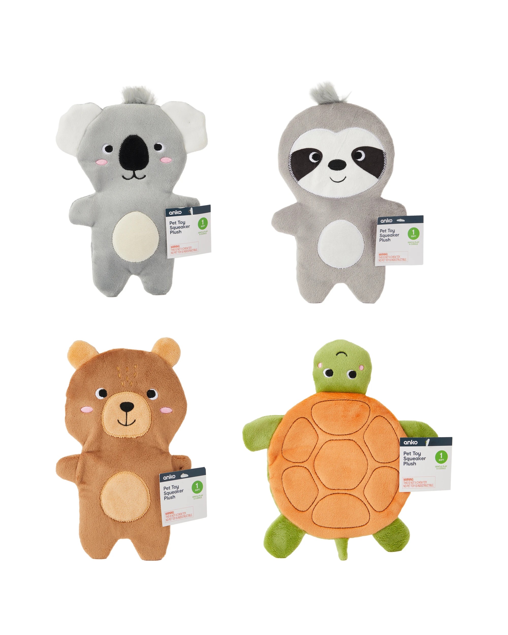 4 Pet Toy Squeaker Plush - Assorted, 4 of 4