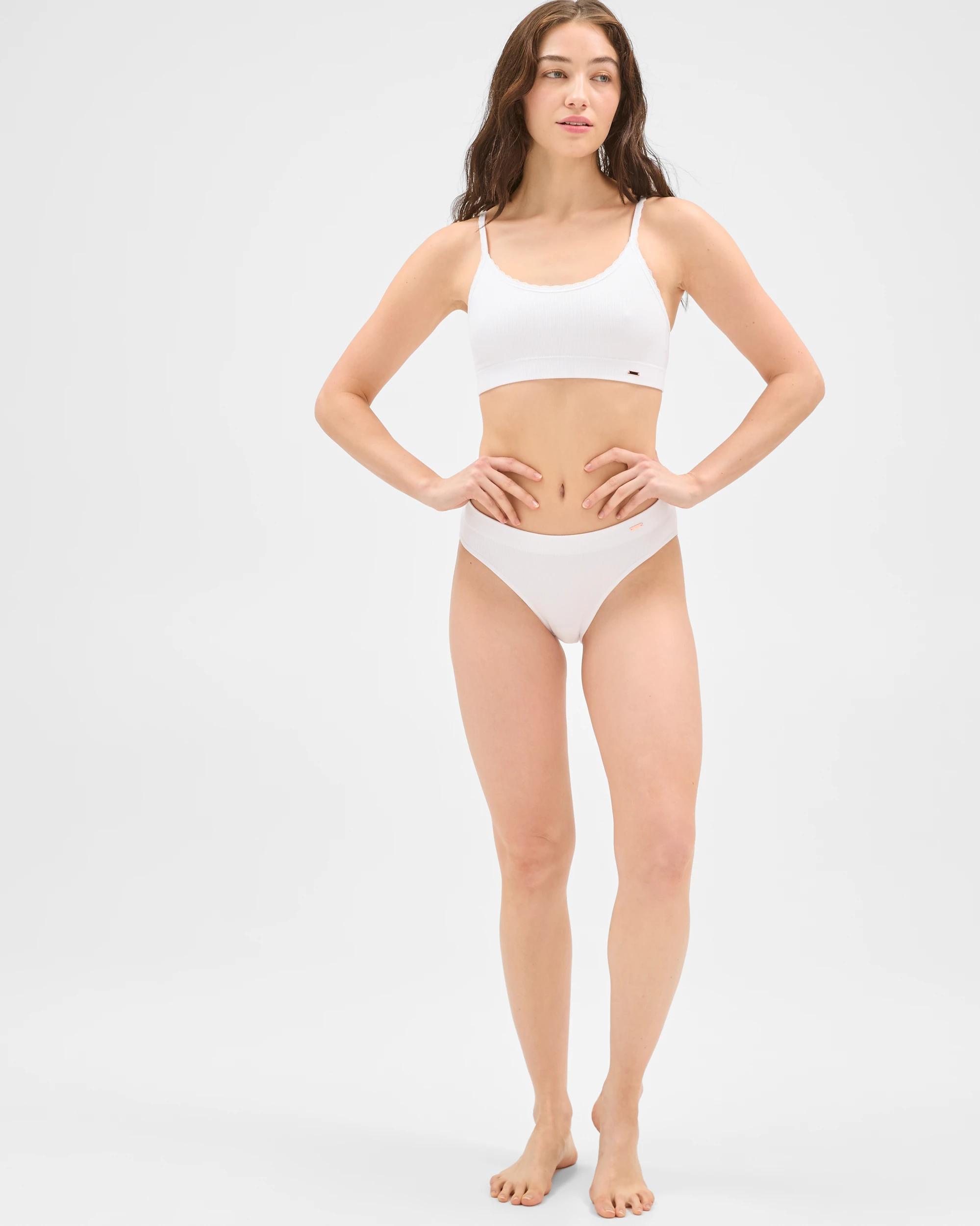 2 Lily Loves Rib and Lace Seamfree Crop Top WHITE, 2 of 5
