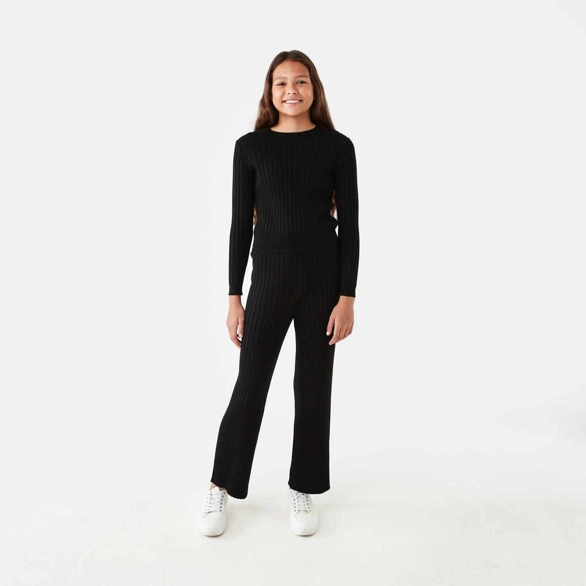 5 Long Sleeve Rib Knit Top Black, 5 of 8