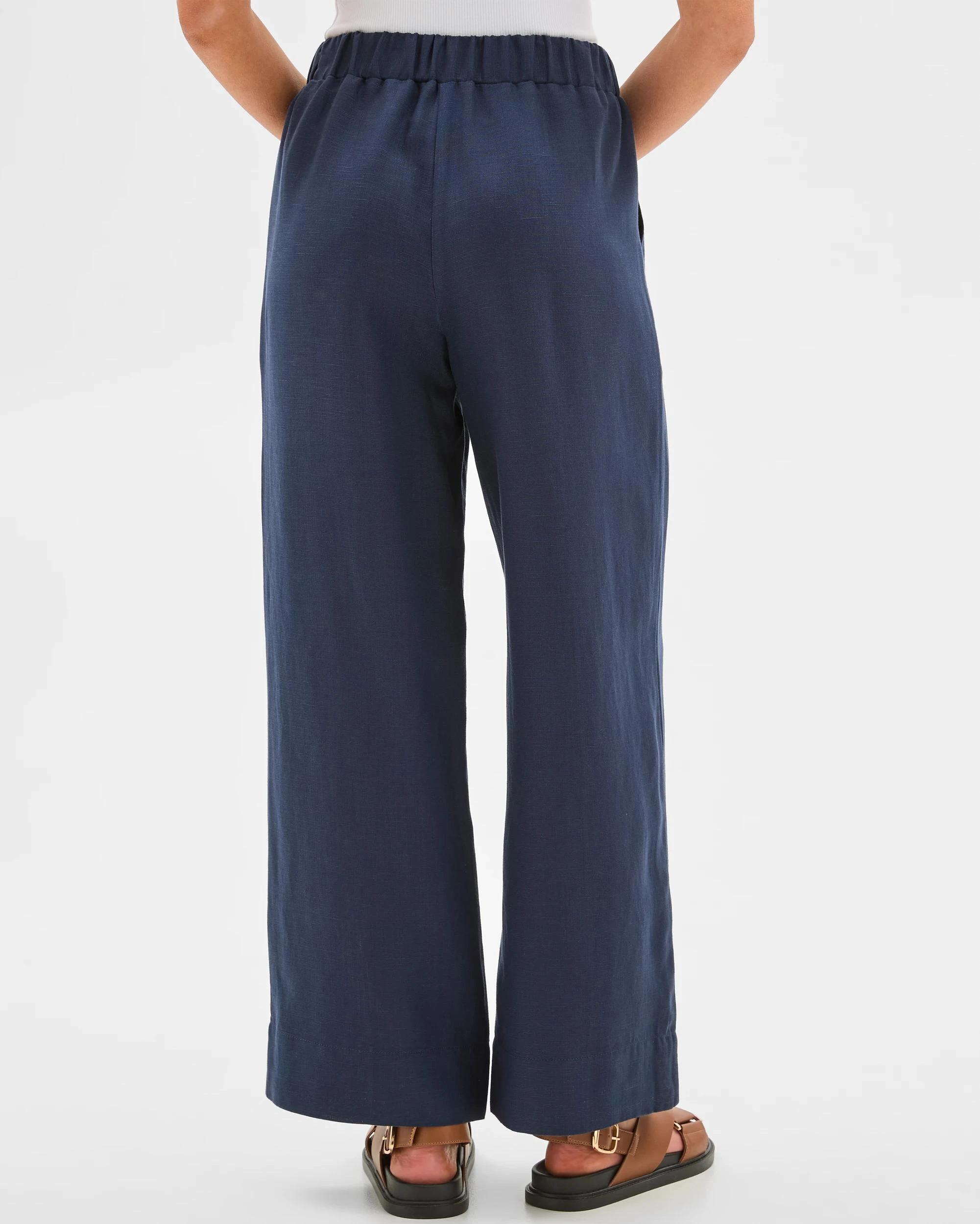 7 Target Petites European Linen Blend Pintuck Detail Pants NAVY BLAZER, 7 of 7