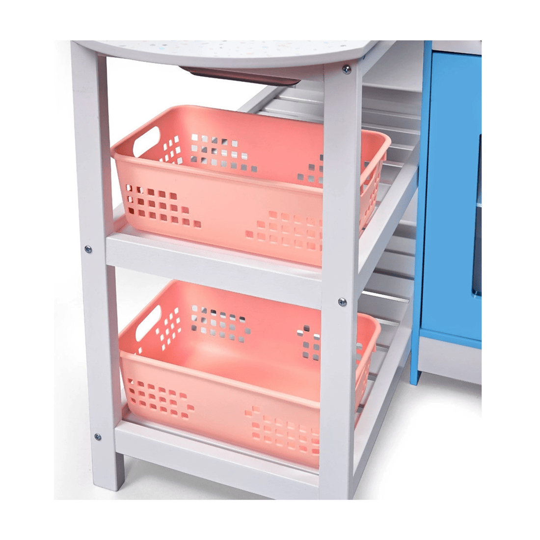 6 Plum Play Au Penne Pantry Wooden Corner Kitchen With Fridge And Accessories
 - Blue, 6 of 8