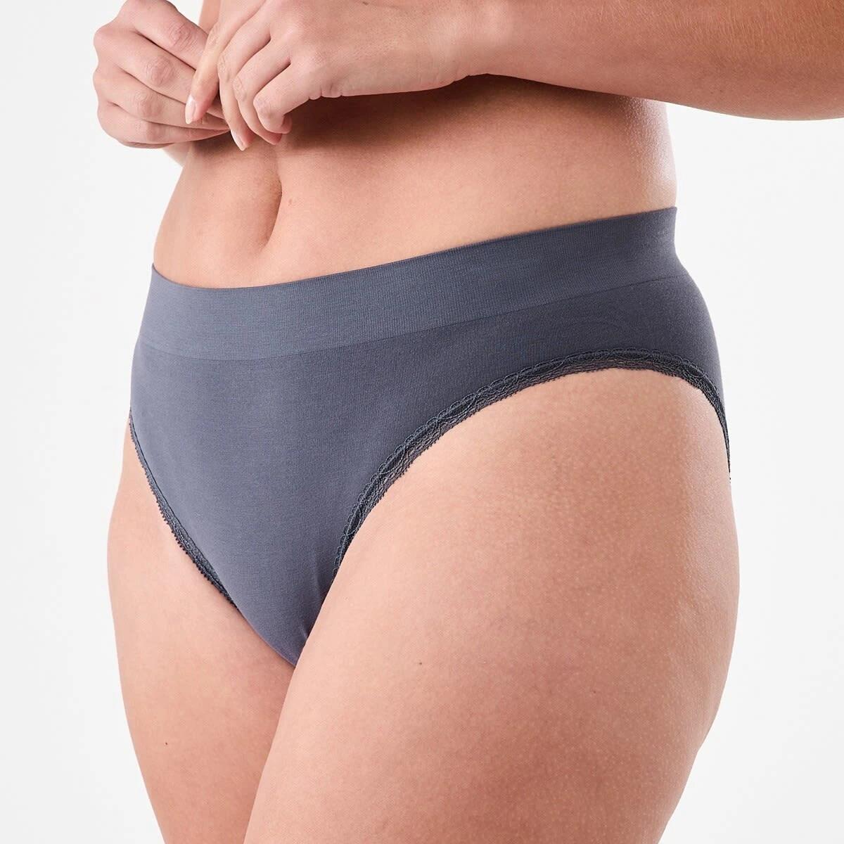7 3 Pack Seamfree Bamboo Lace Bikini Briefs HALOGEN BLUE, SILVER MARLE, SHADOW NAVY, 7 of 9
